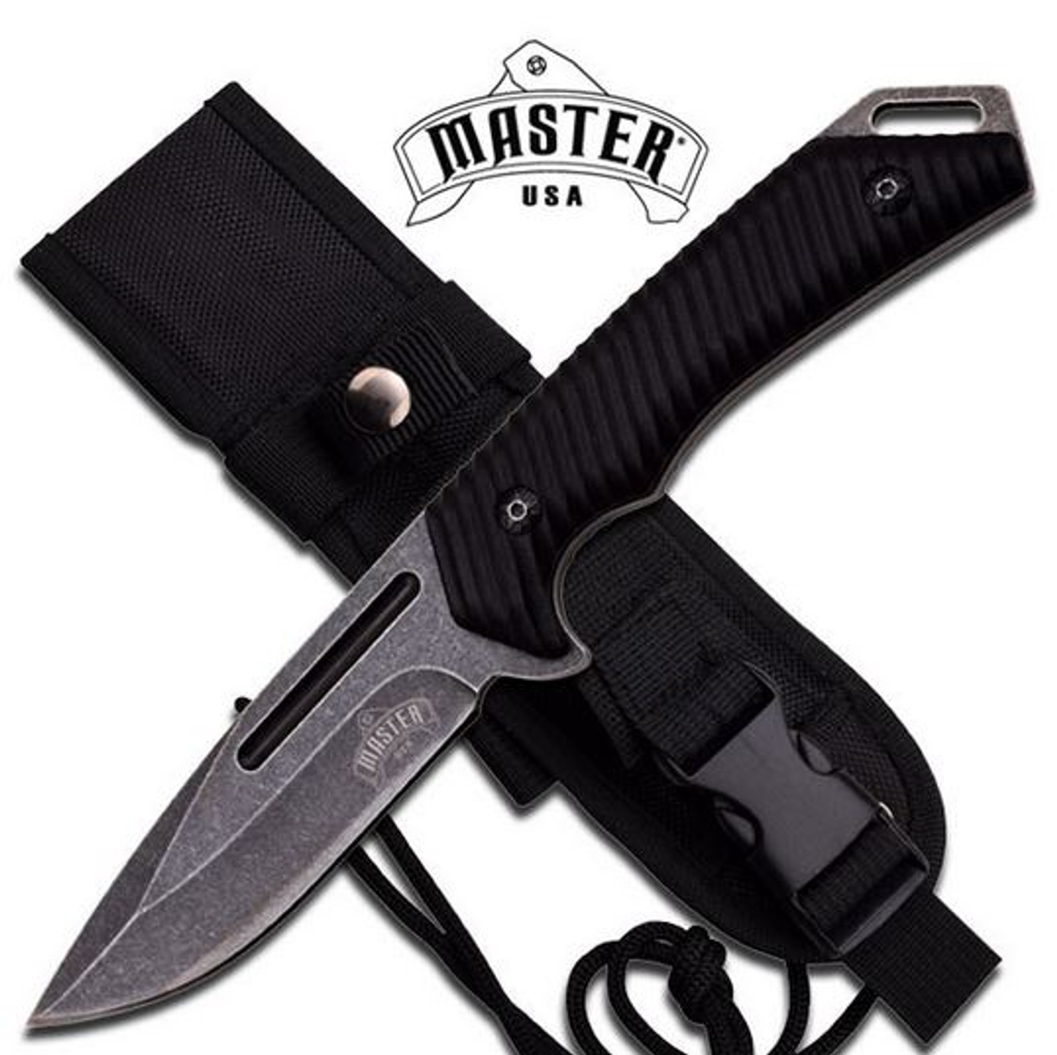 Master MU1130 Stonewash 4"Blade, Black G-10 Handle