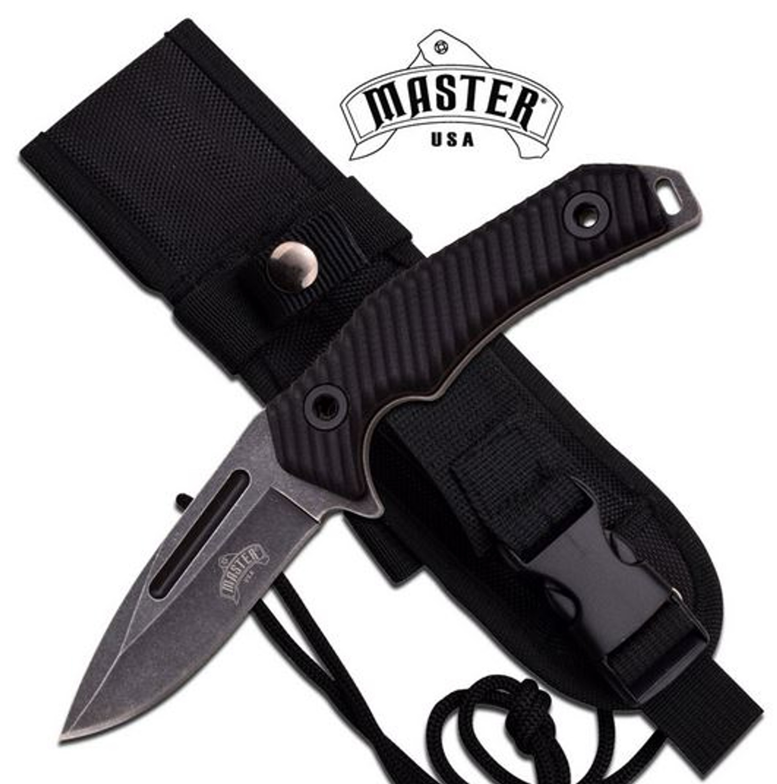 Master MU1131 Stonewash Blade, Black G-10 Handle