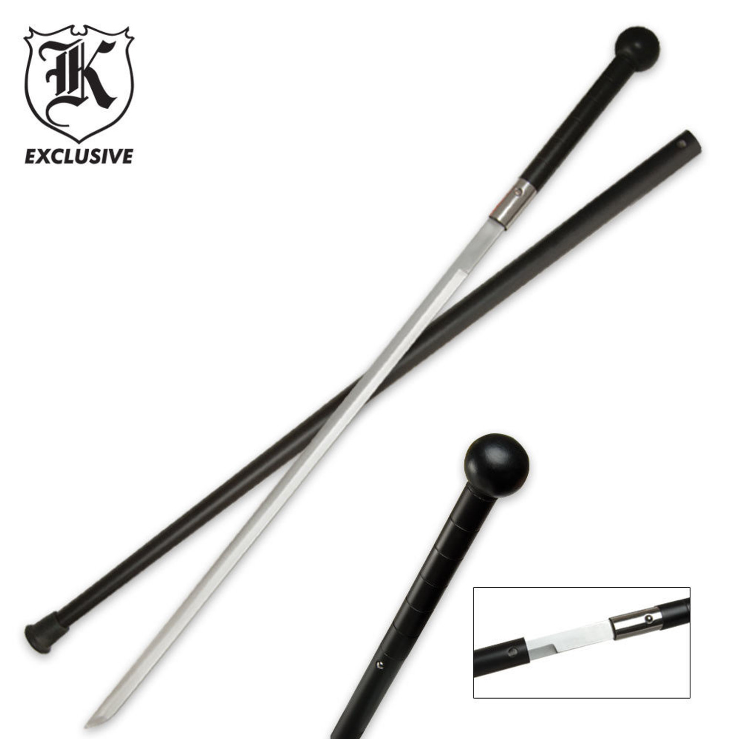 Black Traveler Wood Handle Sword Cane