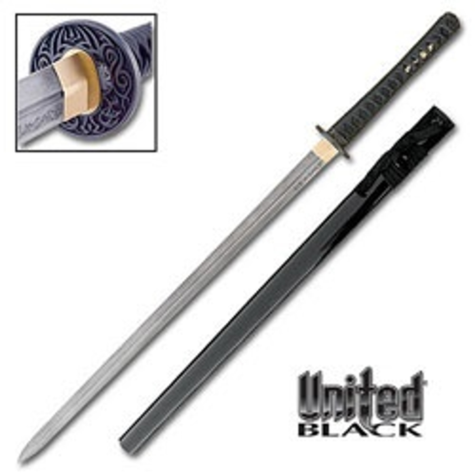 United Black Ikazuchi Forged Katana Damascus Sword