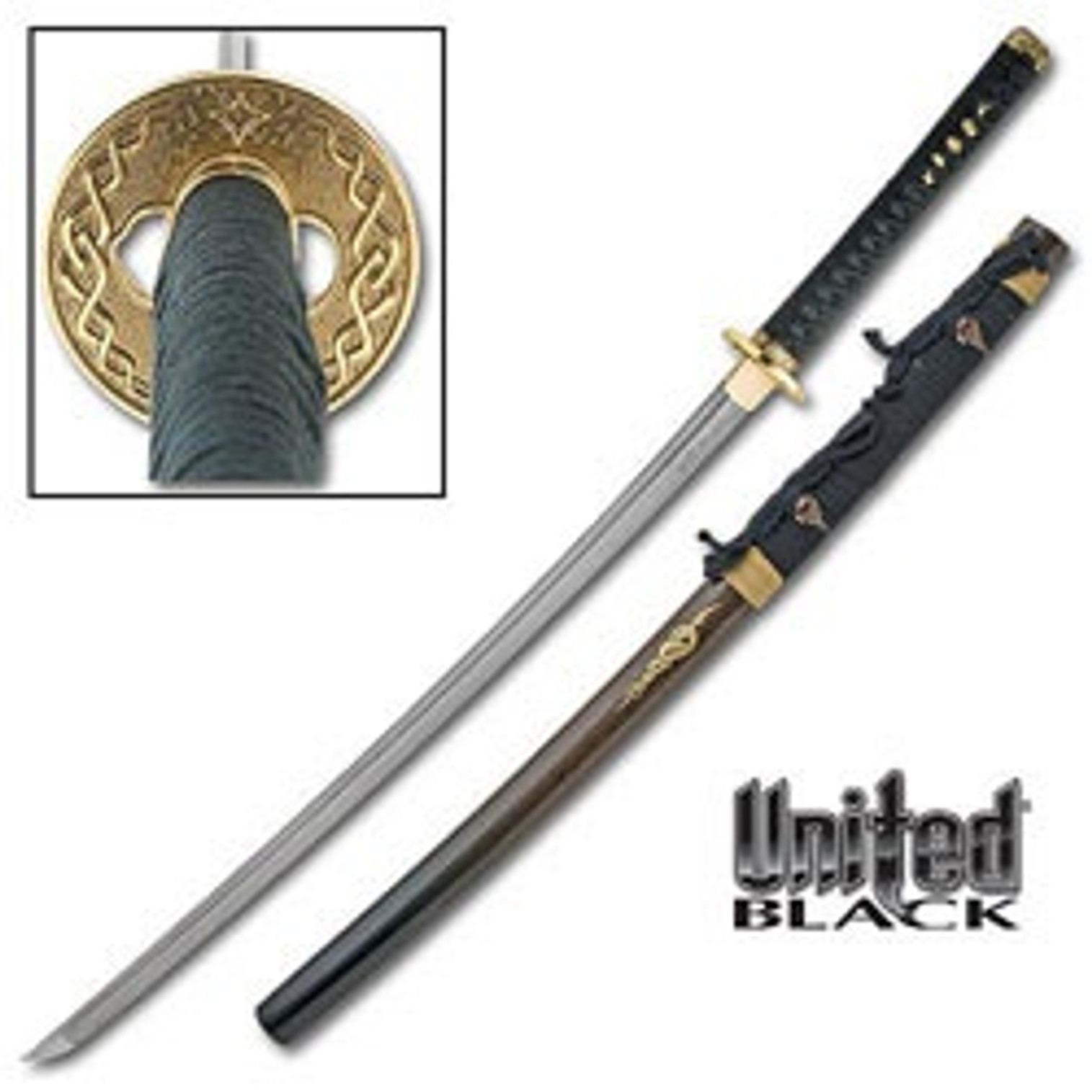 United Black Kogane Dynasty Forged Katana Sword Damascus