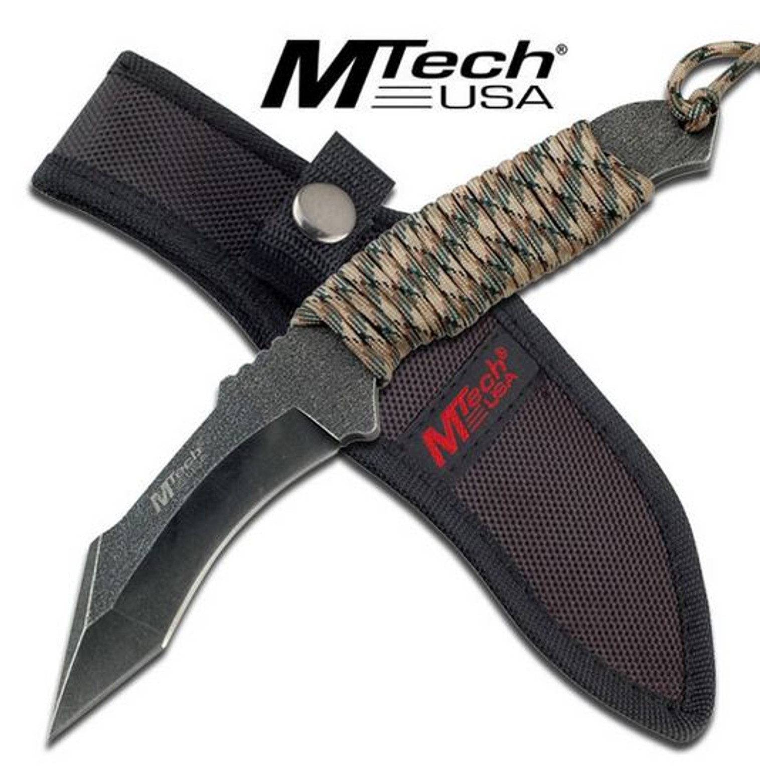 MTech 2028C Curved Tanto Fixed Blade w/ Camo Cord