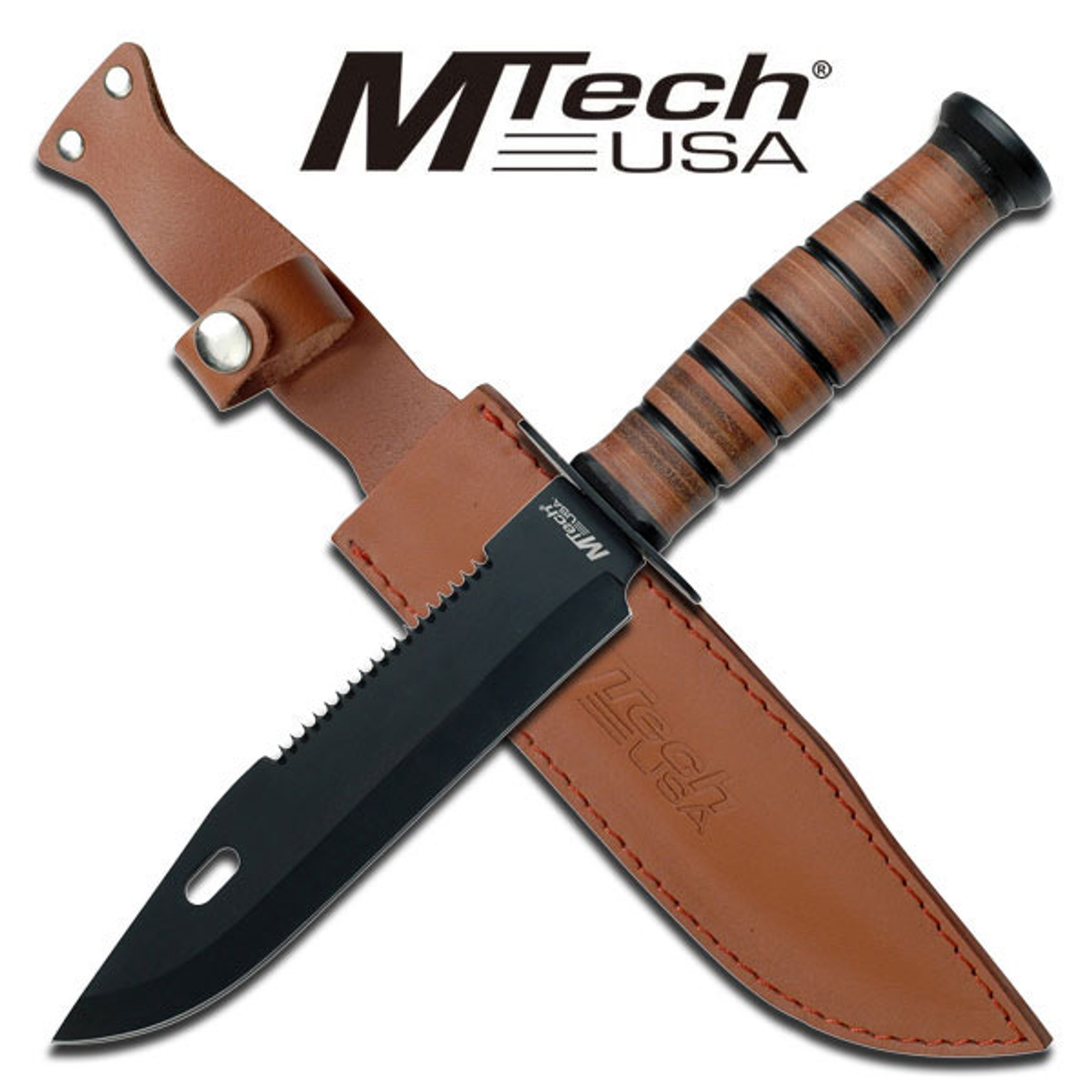 MTech MT122H Leather Handle Fixed Blade