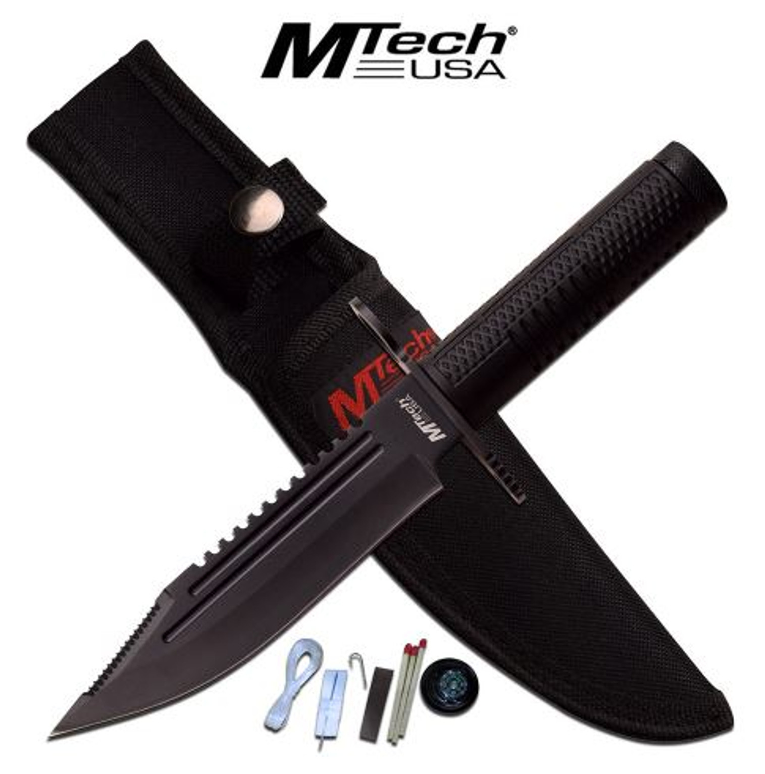 Mtech MT2068BK Fixed Blade Sawback w/Nylon Sheath
