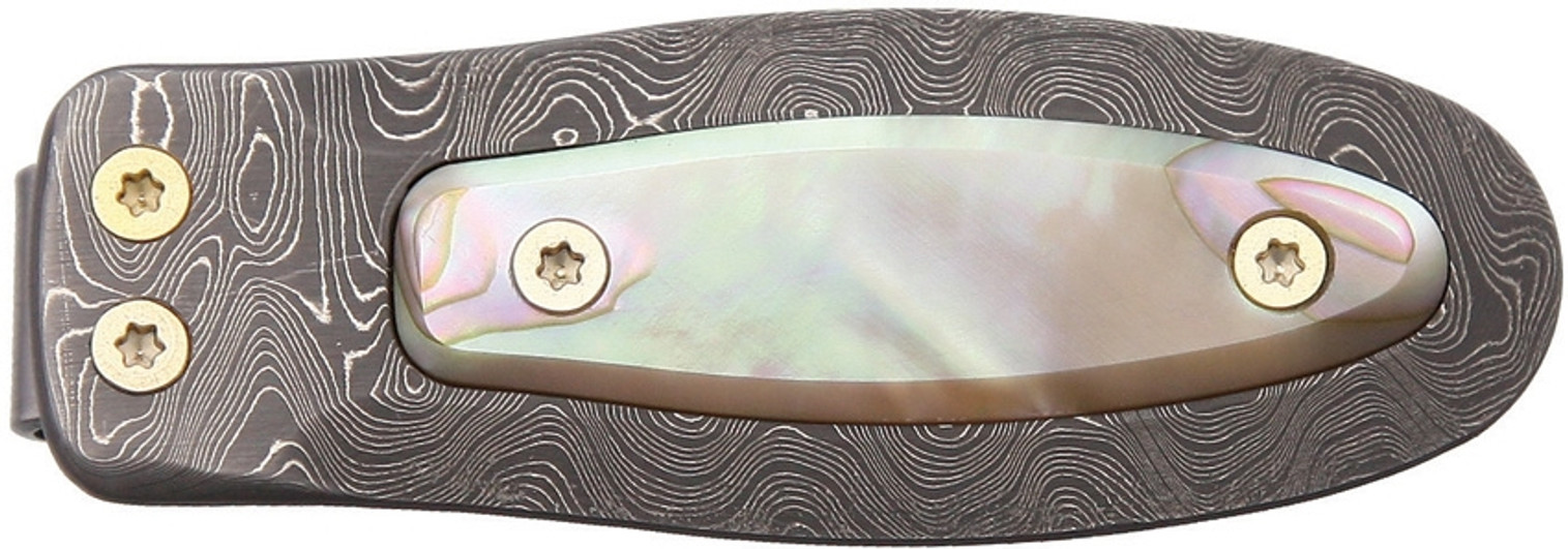 Lion Steel Money Clip Damascus with Mother of Pearl