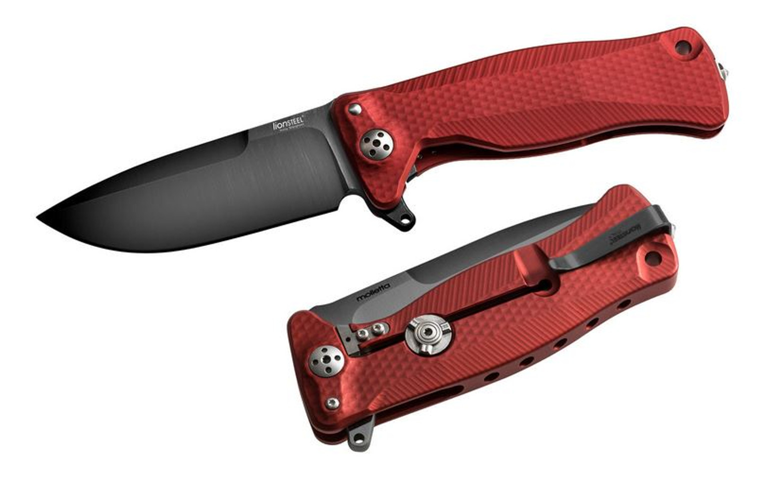 Lion Steel SR11 A RB Red Aluminum Flipper - Black Blade