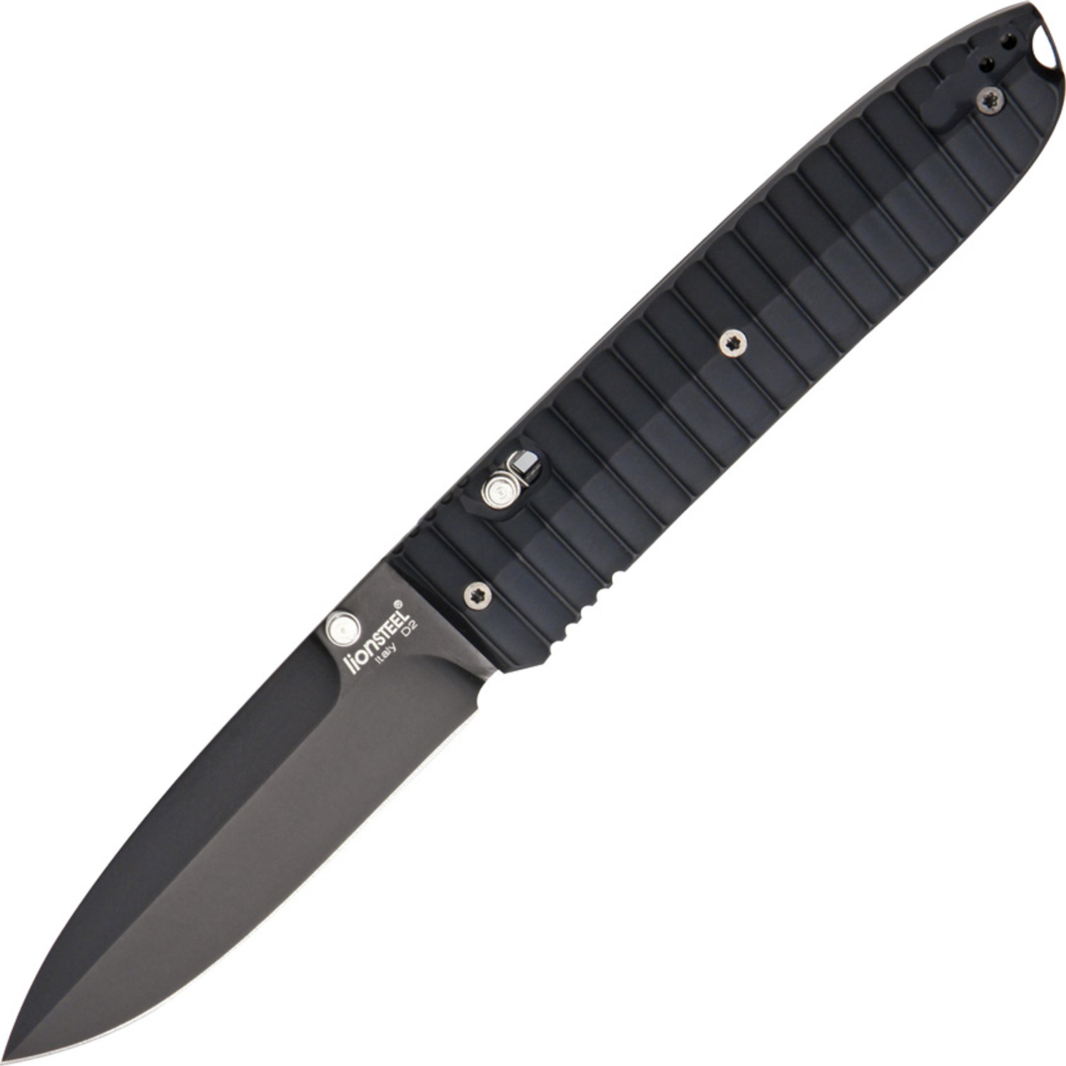 Lion Steel 8701AL Daghetta - Black Aluminum Handle, Black Blade