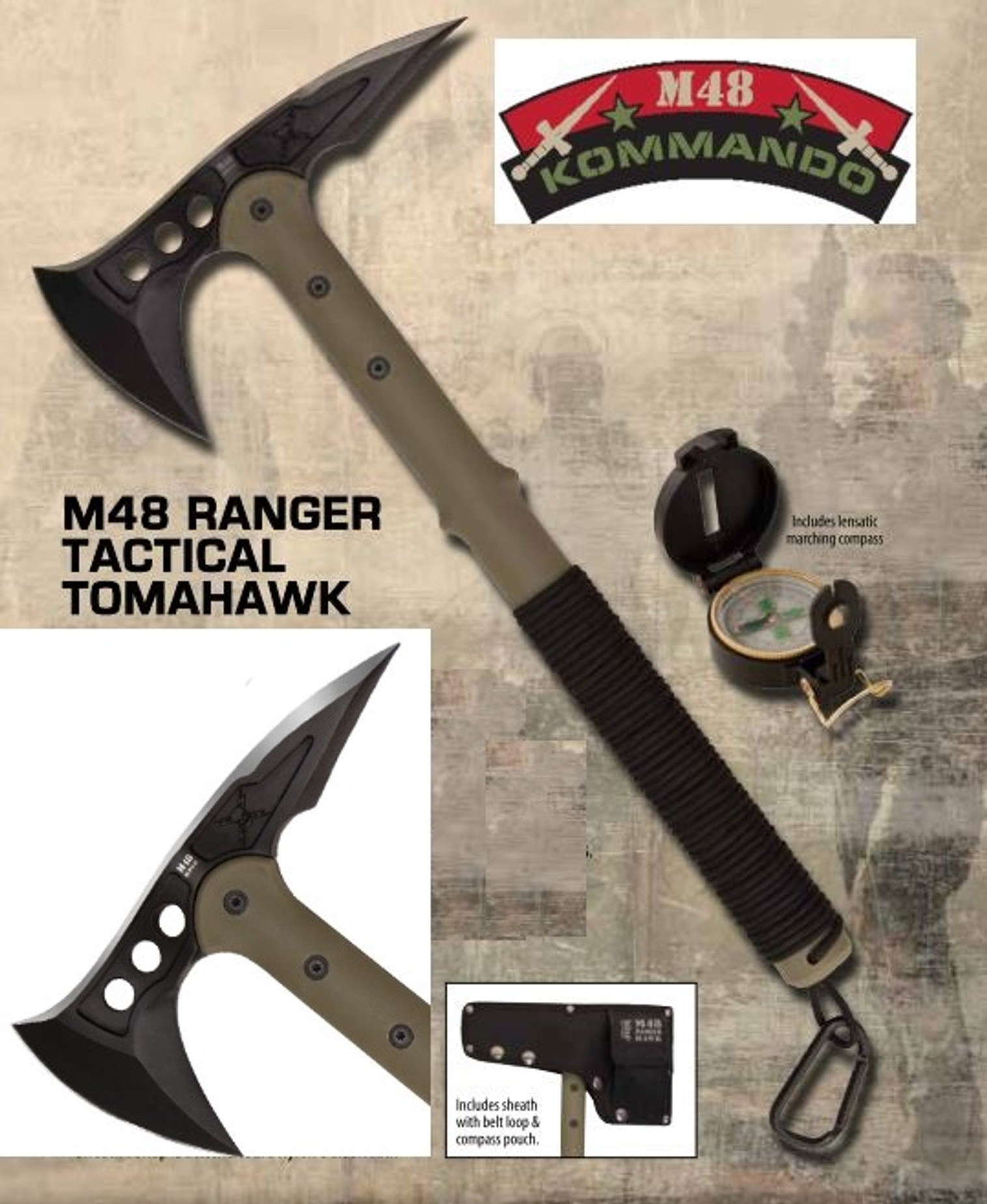 United M48 2836 Ranger Hawk w/Compass OD Green