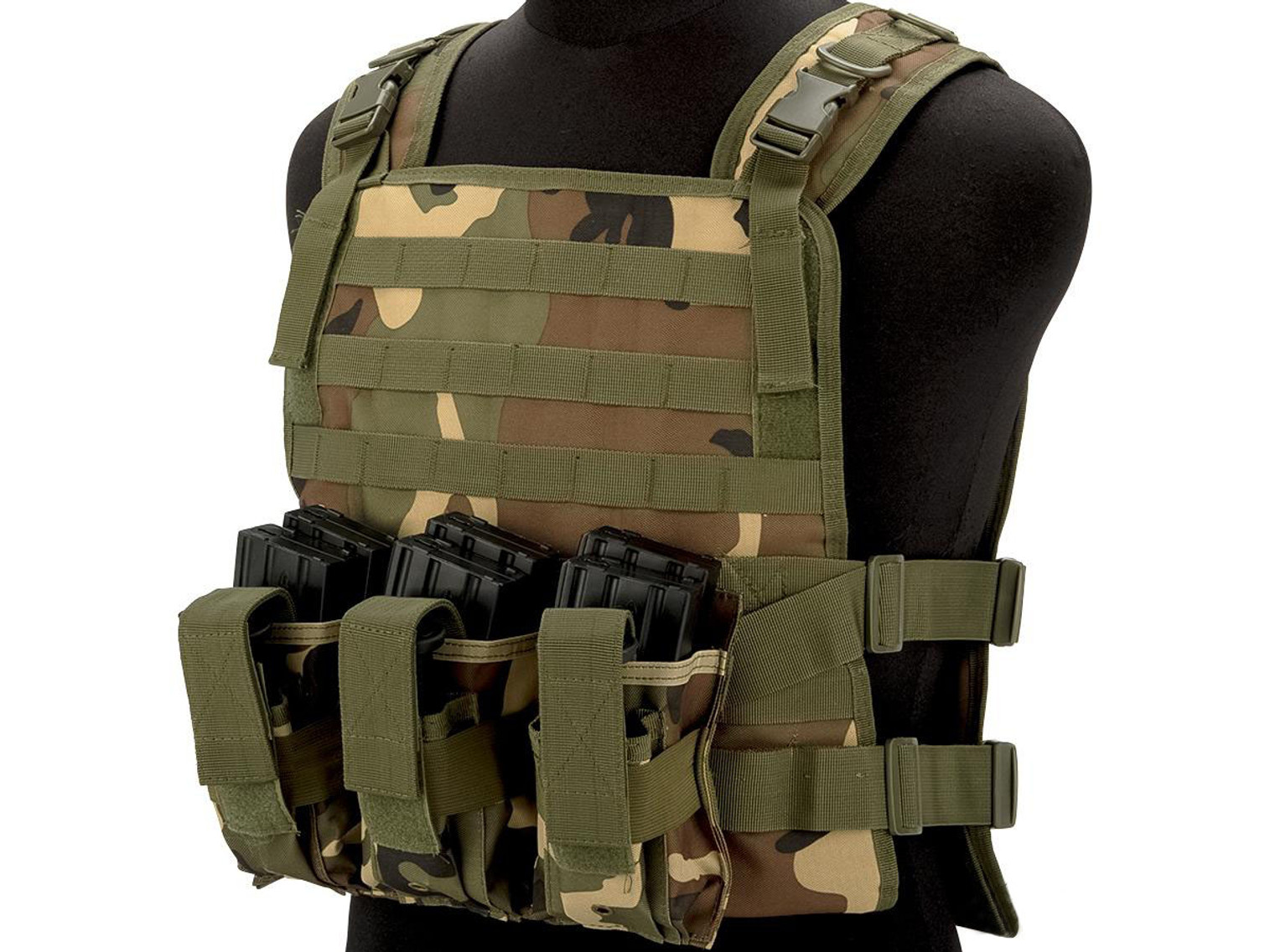 Matrix 600D MOLLE Plate Carrier Tactical Package with Hydration Carrier (Color: Woodland)