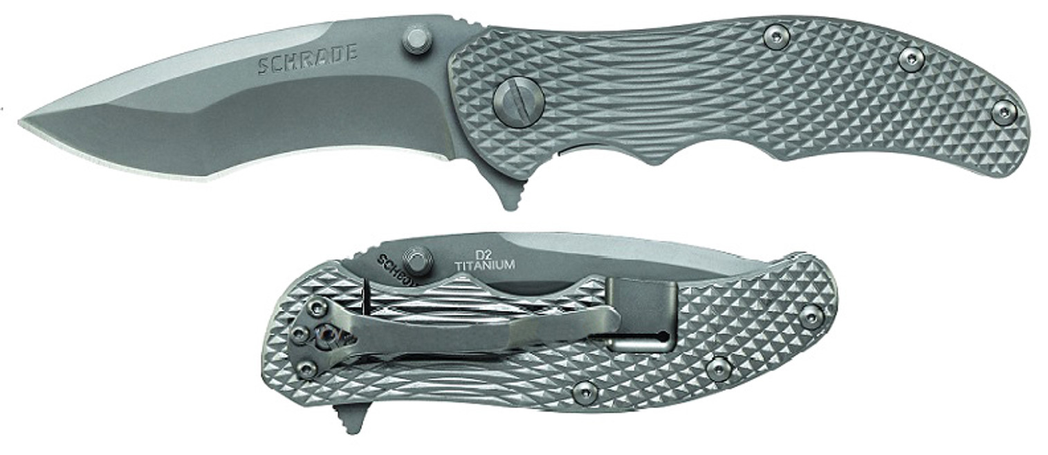 Schrade 601Ti Textured Titanium Framelock D2 Re-Curve Folder