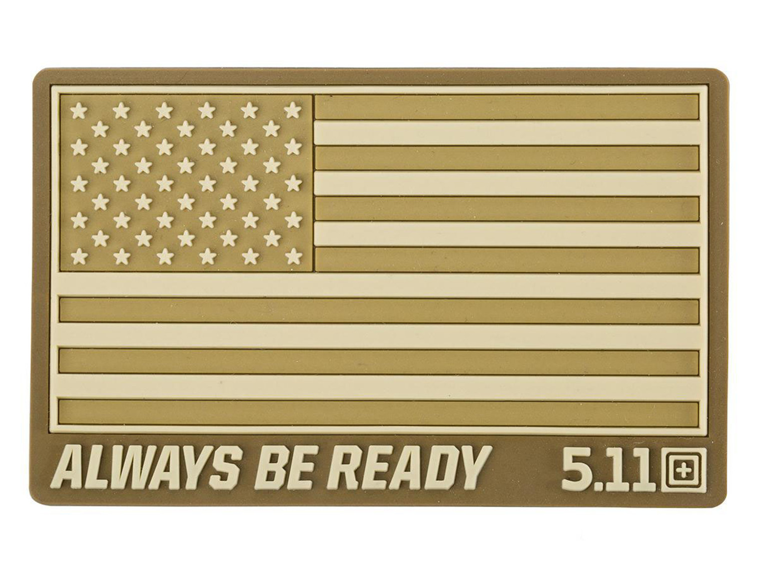 5.11 Tactical "US Flag - Always Be Ready" PVC Hook and Loop Morale Patch (Color: Coyote)