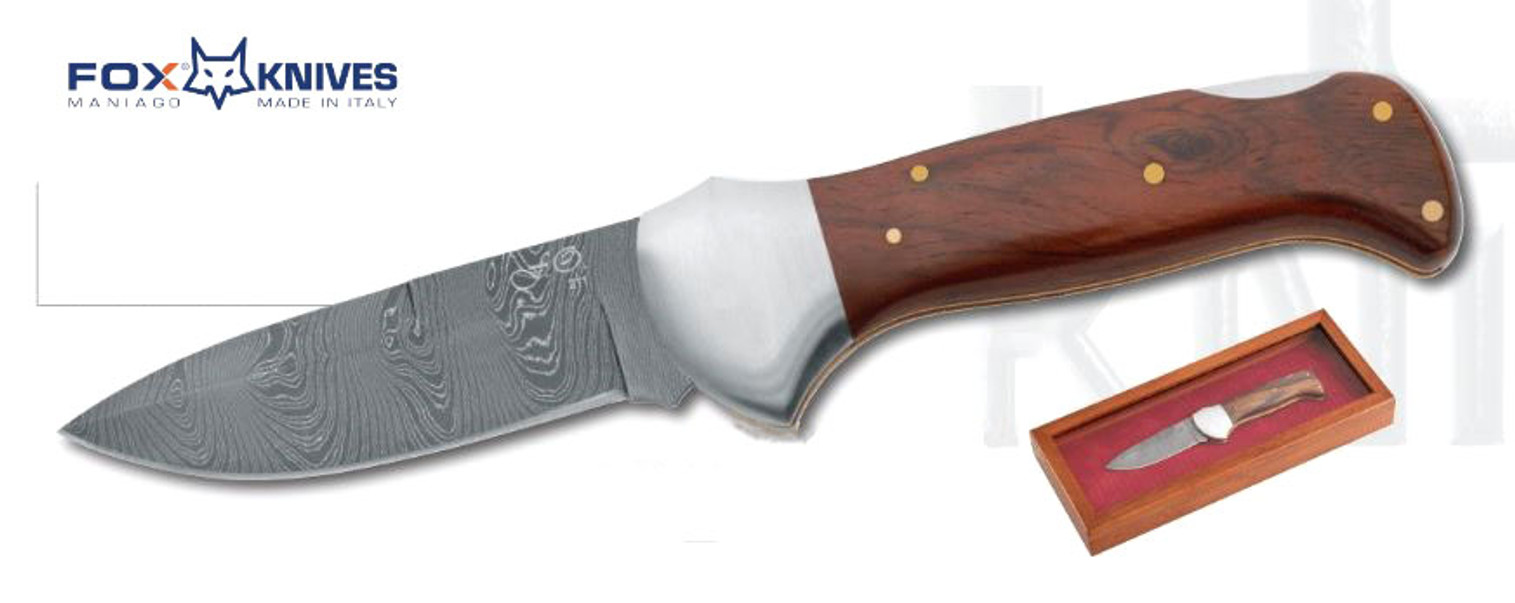 Fox Italy 578D Damascus Folder, Cocobolo, 01FX271