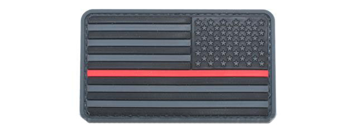 US Flag PVC Hook and Loop Rubber Patch (Color: Reverse / Thin Red Line)
