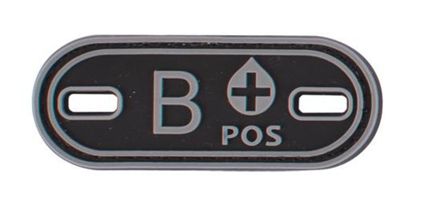 Matrix PVC Oval Blood Type Hook and Loop Patch - B POS / Black