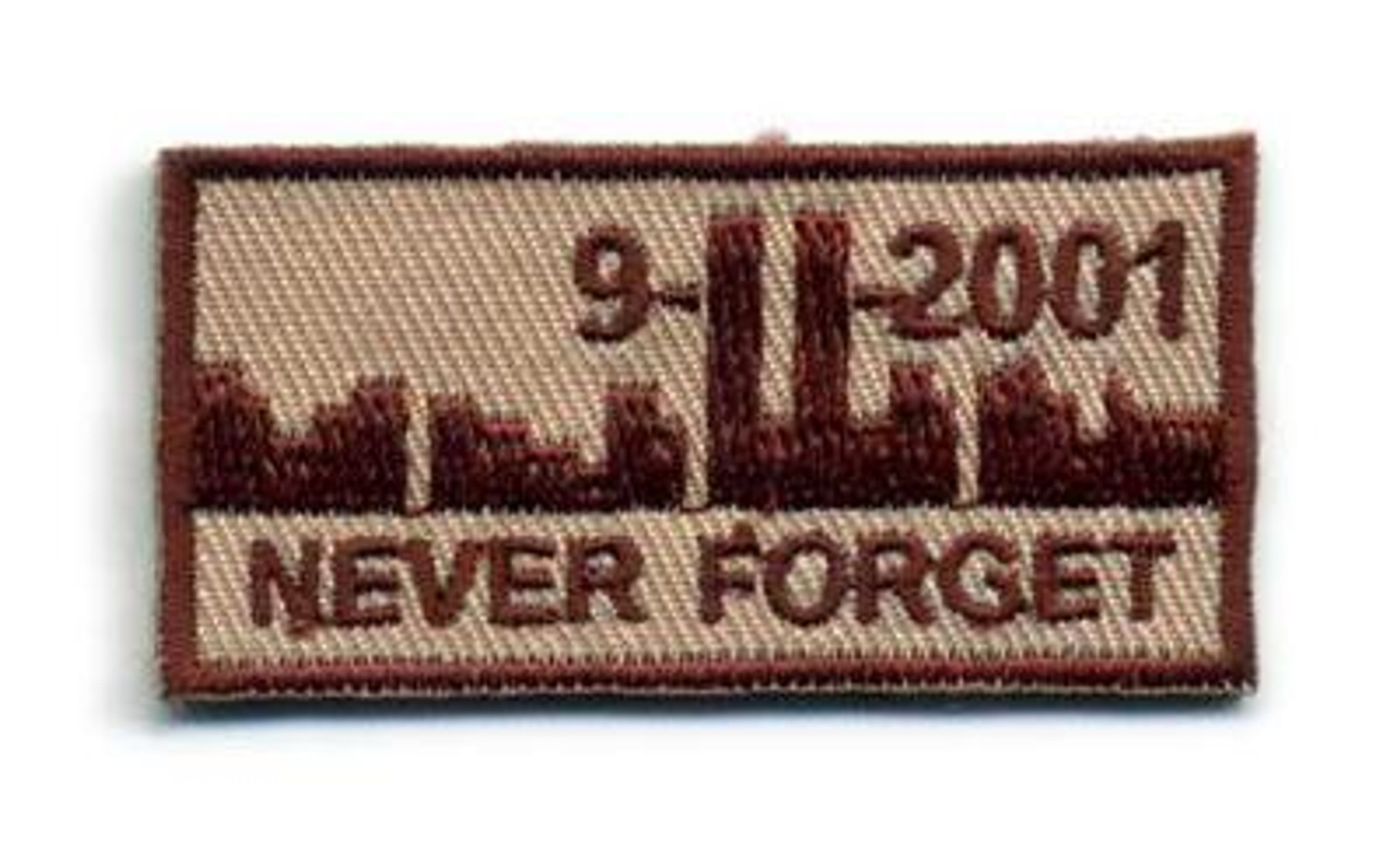 Embrodery 25mm IFF Never Forget 911 Military Hook & Loop Ready Patch - TAN