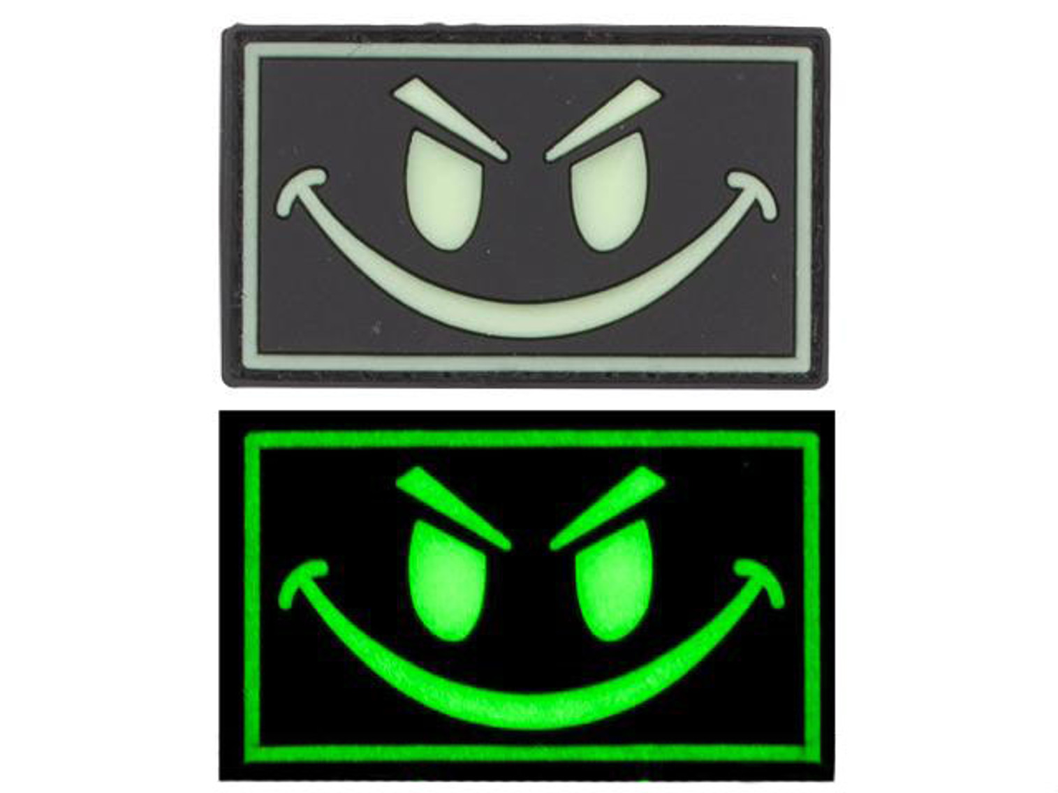 Smiley Face Glow in the Dark PVC IFF Hook and Loop Patch - Black