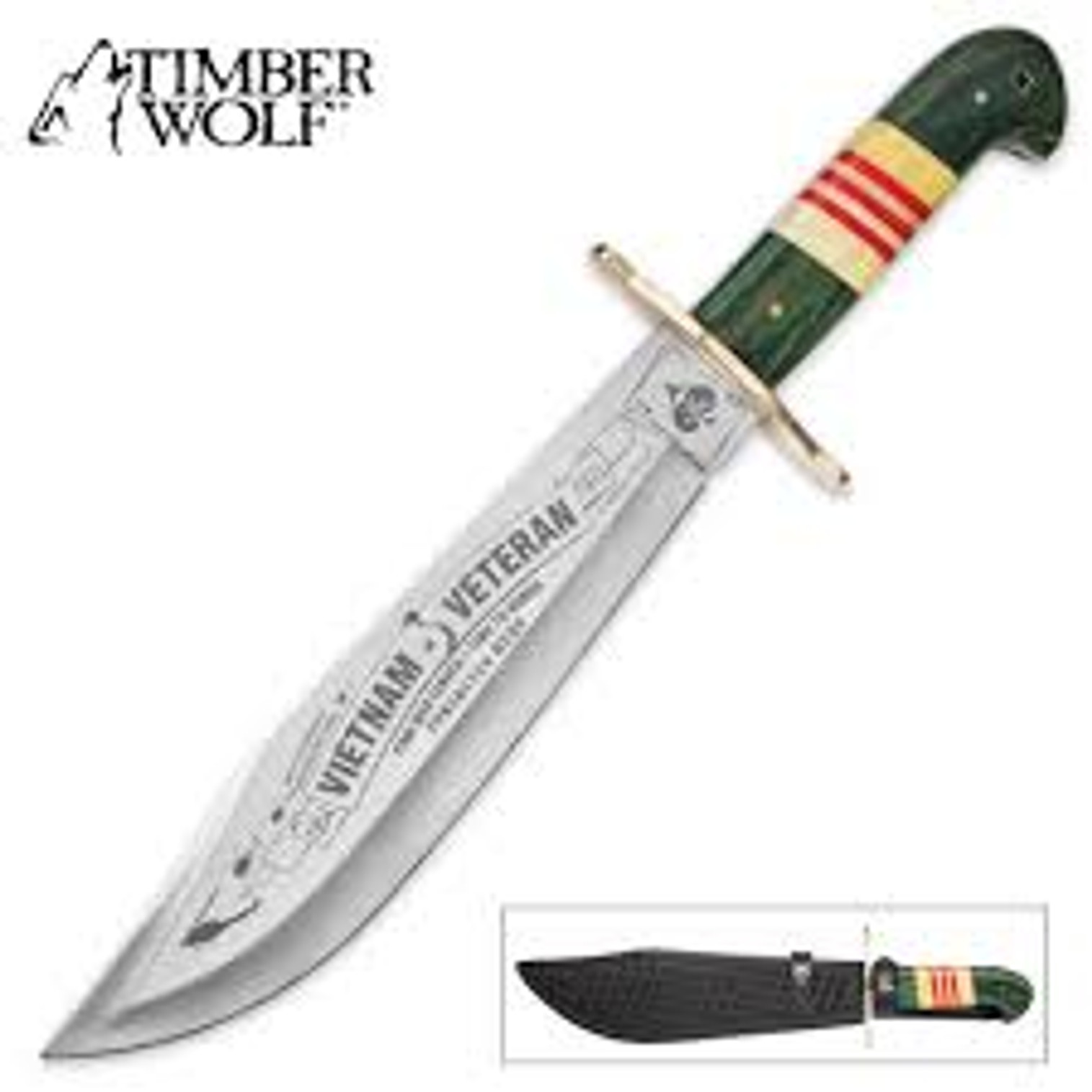 Timber Wolf Vietnam Veteran Limited Edition Bowie Knife w/Genuine Leather Sheath