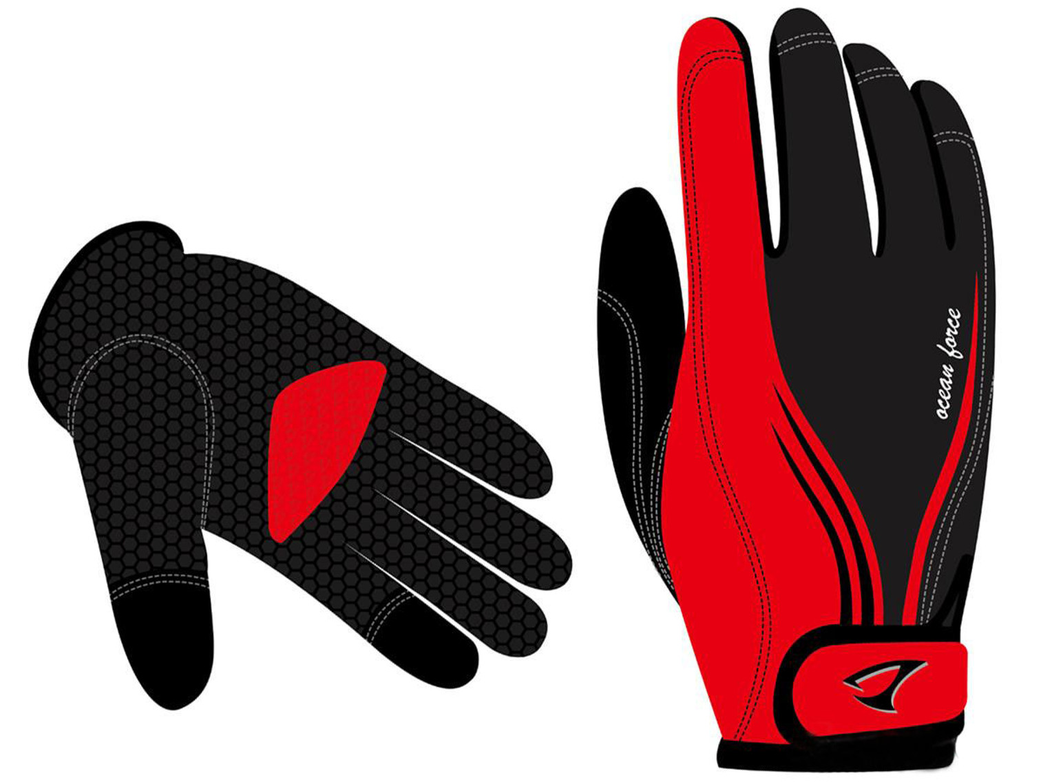Jigging Master Ocean Force 3D Fishing Gloves (Model: Red Medium)