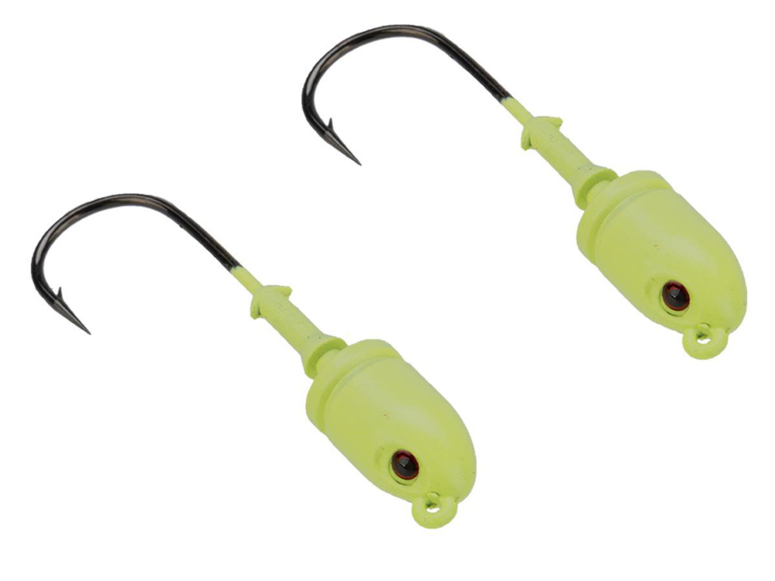 Mustad Bullet Head 1 OZ 1X Strong - Pack of 2 (Color: Gren Glow UV with Red Eyes / Size 6/0)