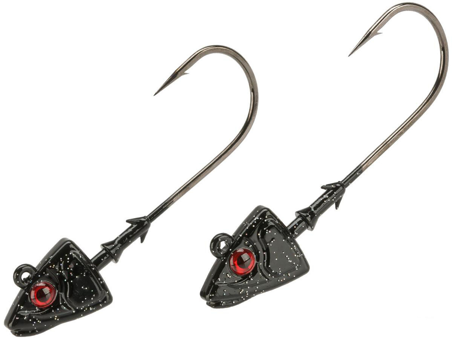 Mustad Shad/Darter Head 3/4 OZ 2X Strong 2XL - Pack of 2 (Color: Black UV with Red Eyes / Size 5/0)