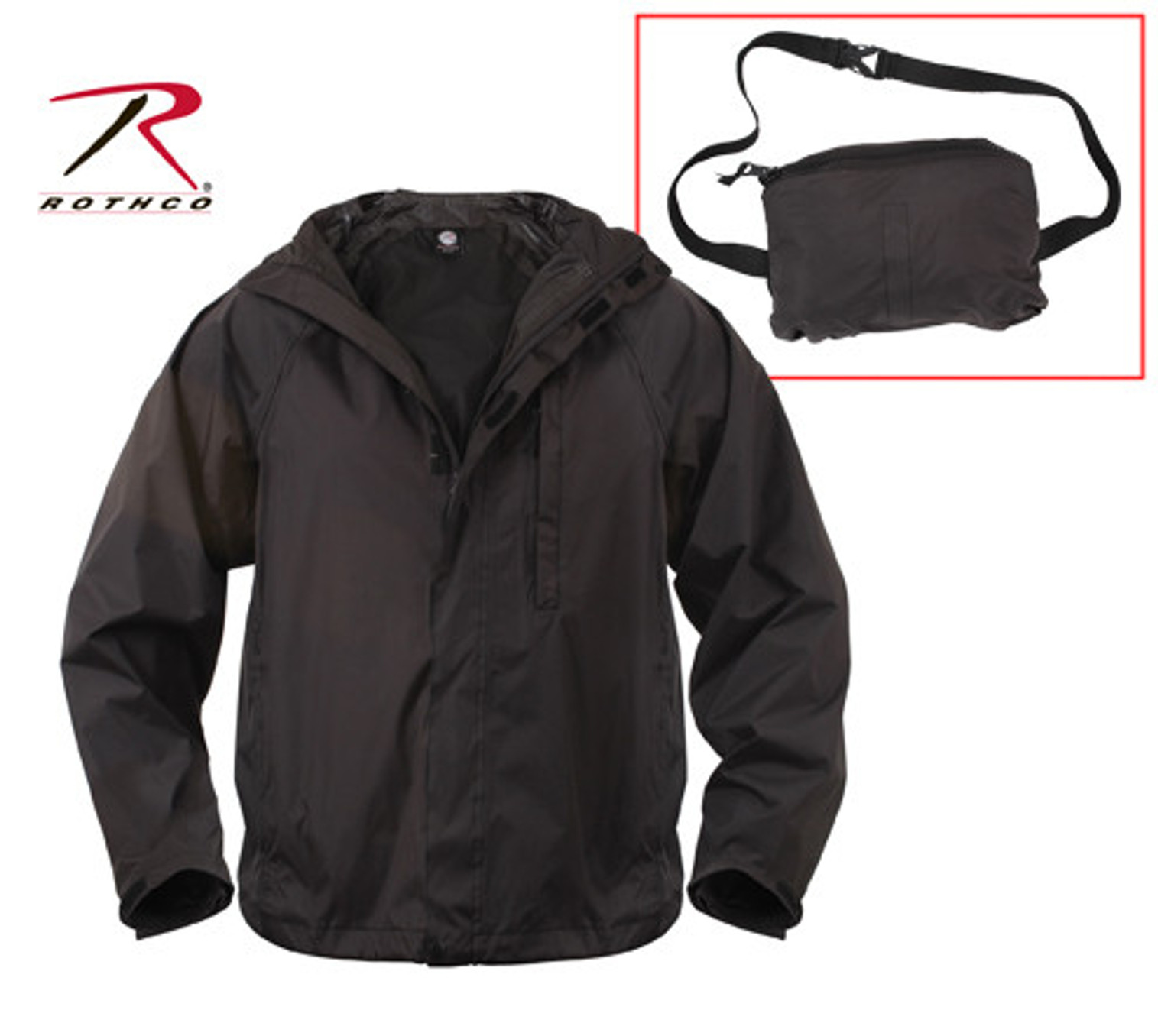Rothco Packable Rain Jacket - Black