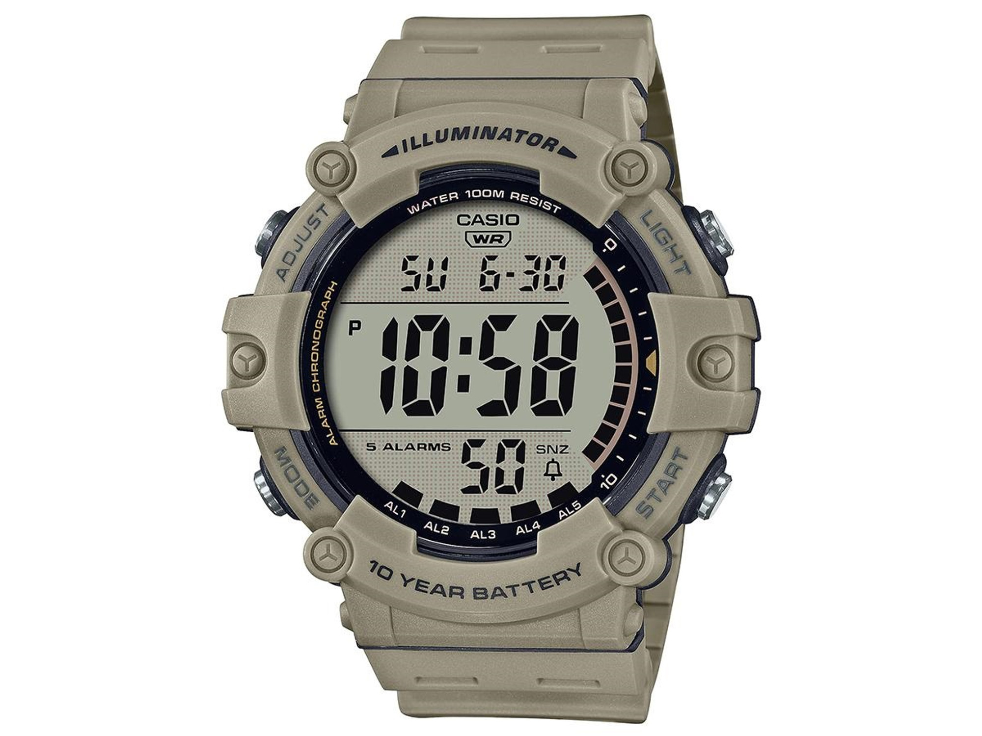 CASIO AE1500WH-5AV Wide Face Digital Watch w/ Resin Strap