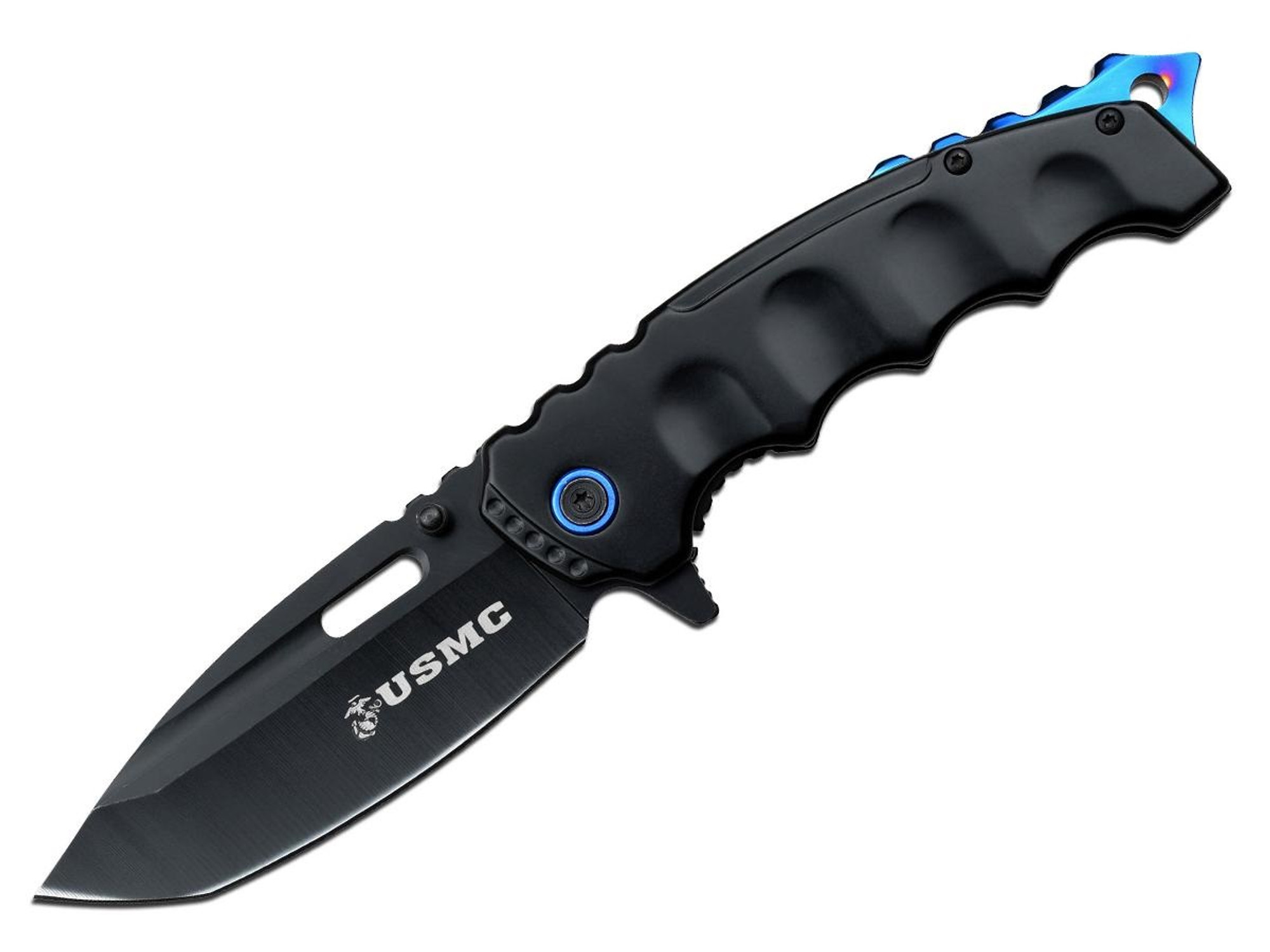 MASTER CUTLERY USMC Licensed Curved Four Finger Spring Assisted Tanto Style Knife