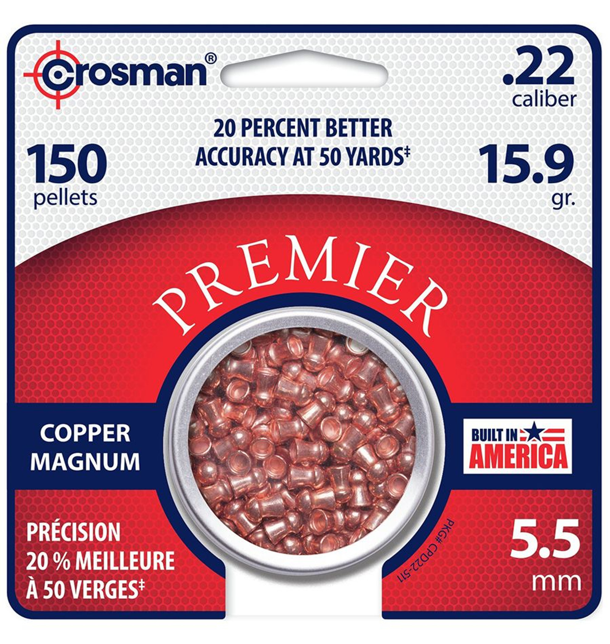 Crosman Copper Magnum Premie Domed Pellet .22 14.3 Grain - 150 Count .22