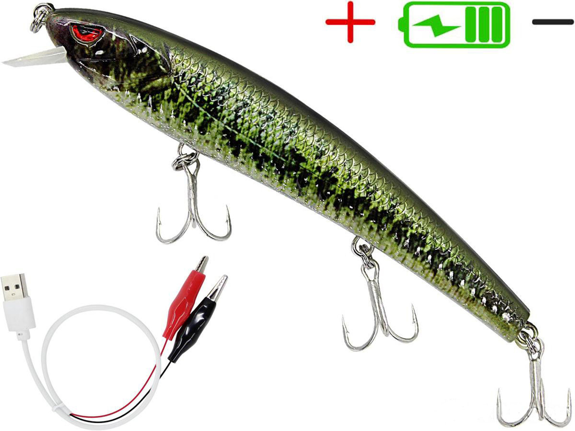 Truscend JerkQueen Electronic Twitching / Luminating Sinking Minnow Lure (Model: Sexy Bass)