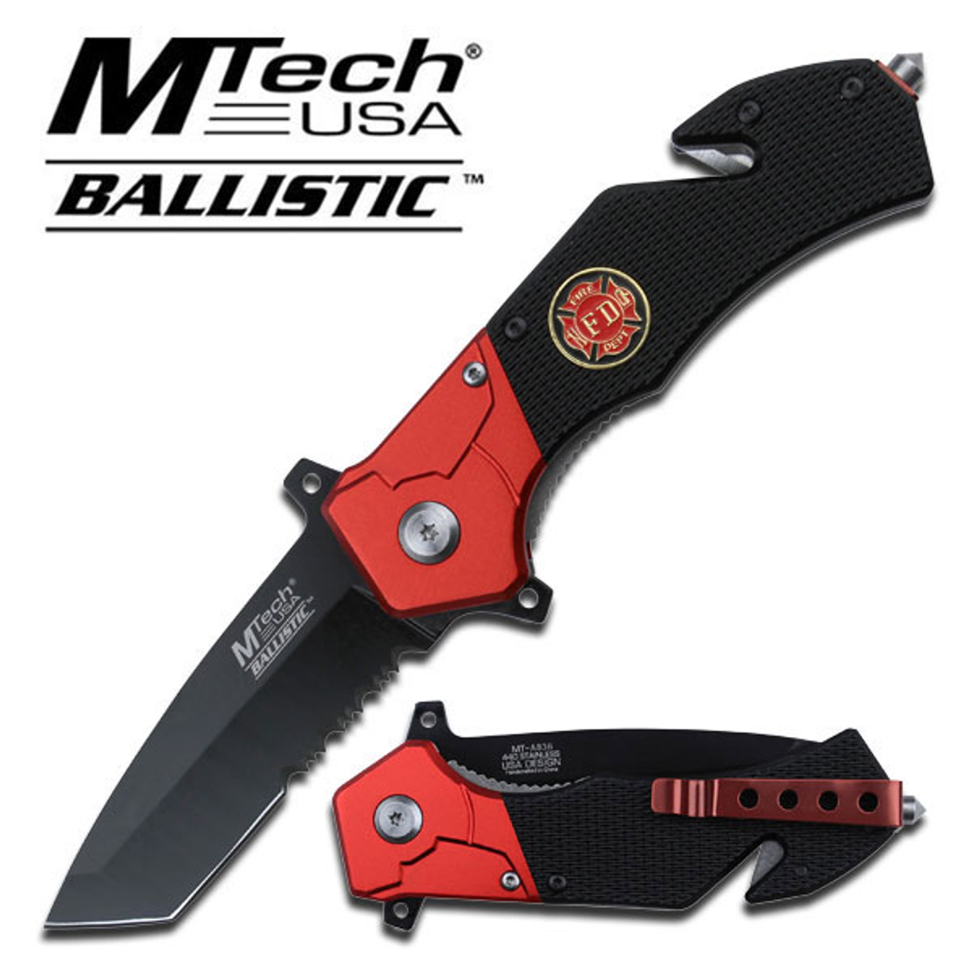 MTech Fire Department Rescue A/O Knife