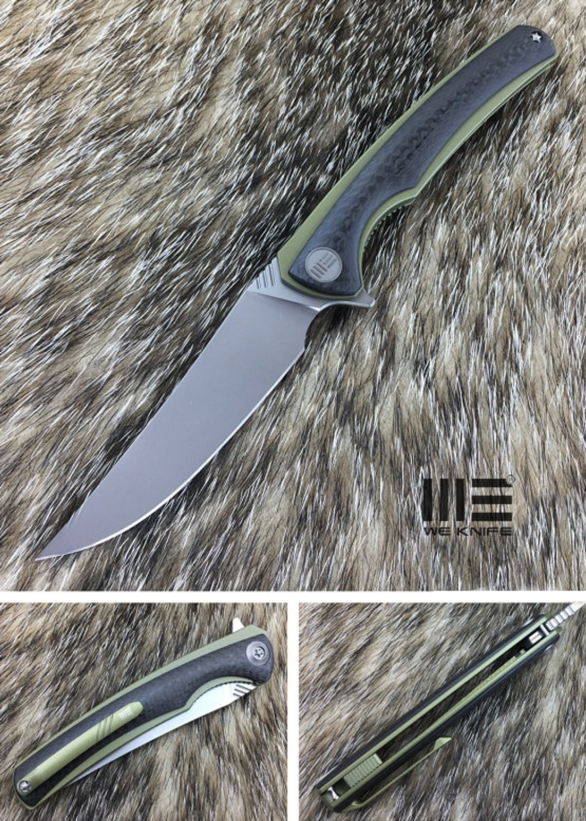 WE Knife 704CFD Flipper M390 Liner Titanium Gold & Carbon Fiber