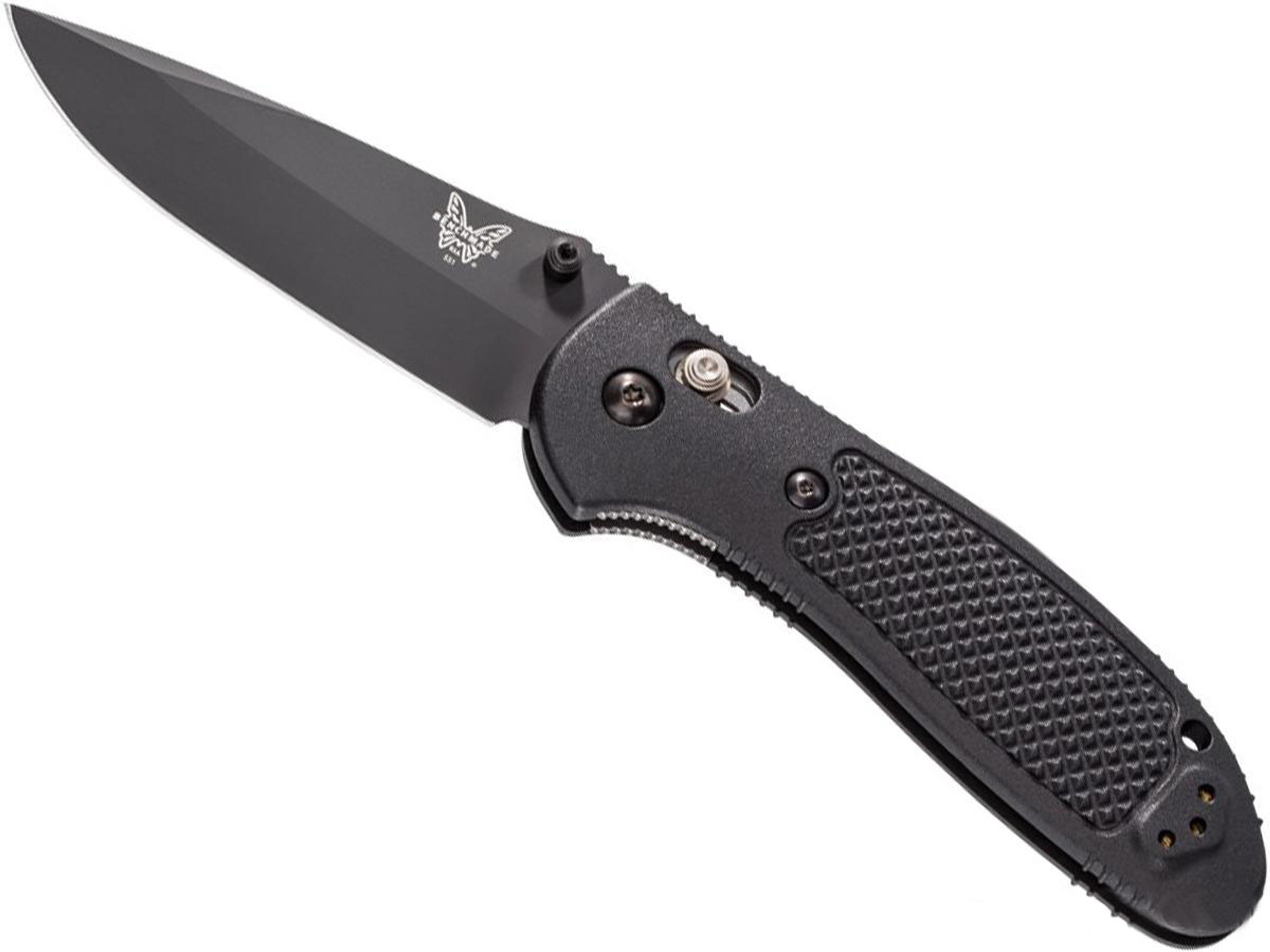 Benchmade / Pardue Griptilian Folding Knife (Model: Drop Point / Black Plain Edge / Black Nylon)