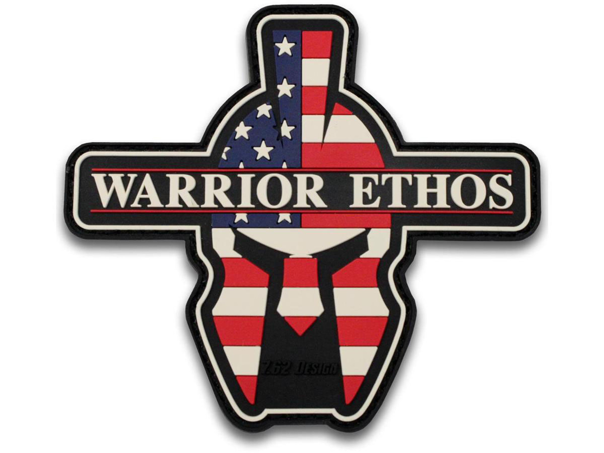 7.62 Designs PVC "Warrior Ethos" Hook and Loop Morale Patch (Color: Red White and Blue)