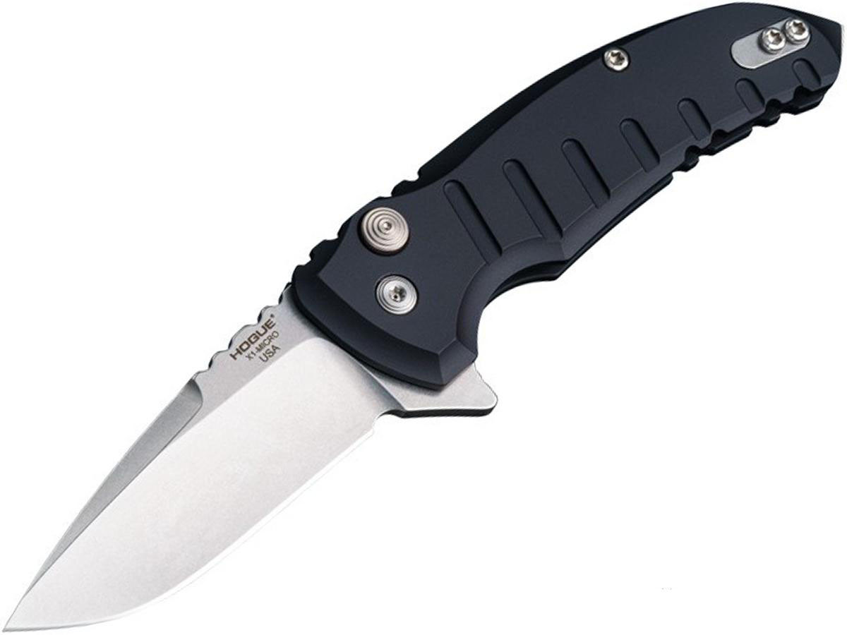 Houge X1-Microflip 2.75" Folder Drop Point Blade with Aluminum Frame (Color: Matte Black)