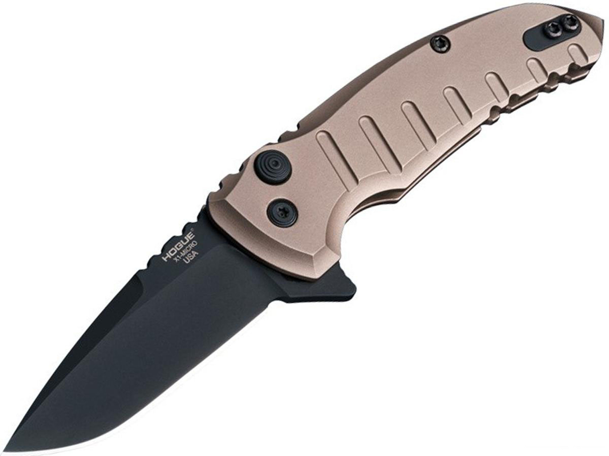 Houge X1-Microflip 2.75" Folder Drop Point Blade with Aluminum Frame (Color: Flat Dark Earth)