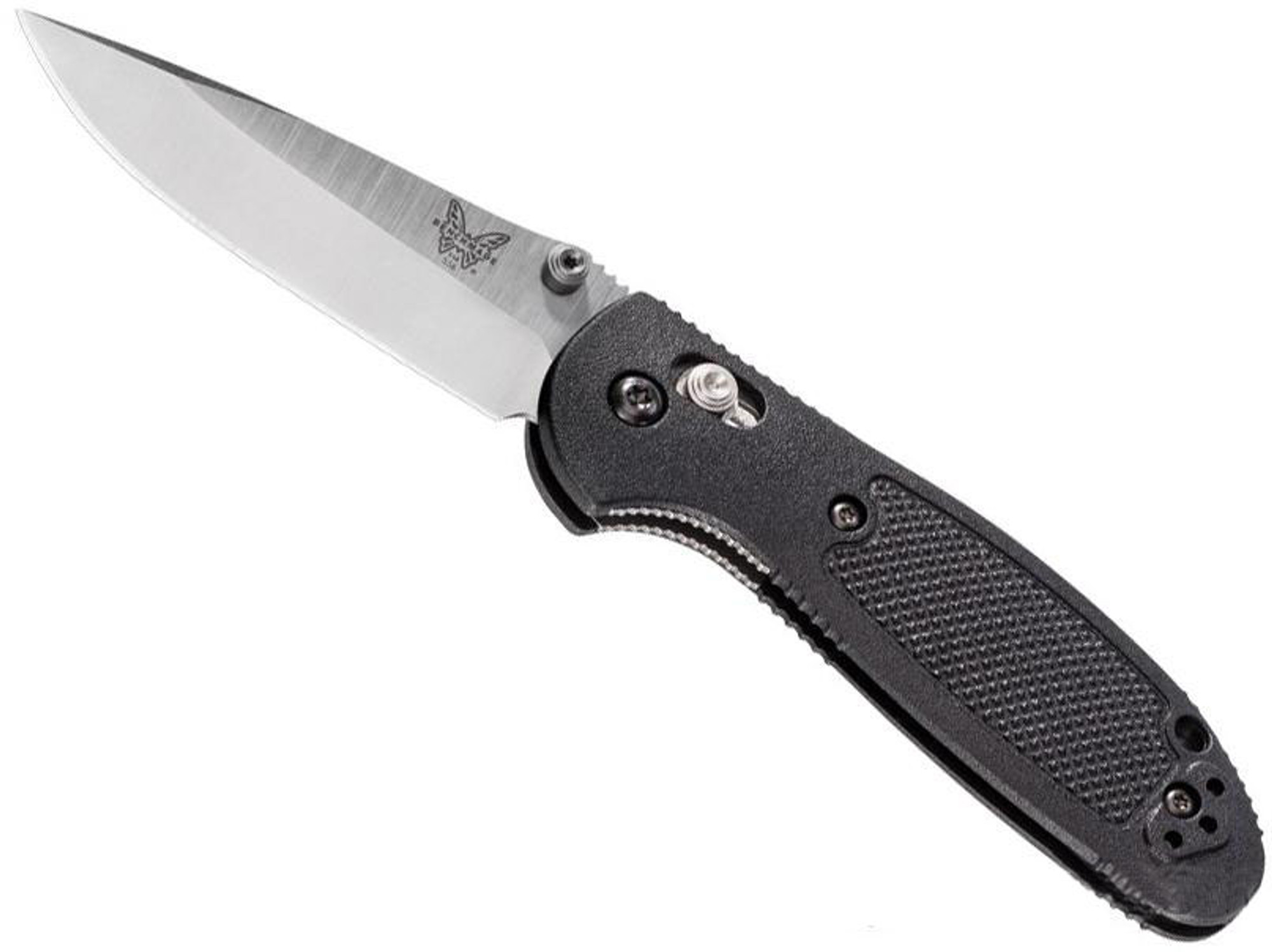 Benchmade / Pardue S30V Mini Griptilian Folding Knife (Model: Drop Point / Satin Plain Edge / Black Nylon)