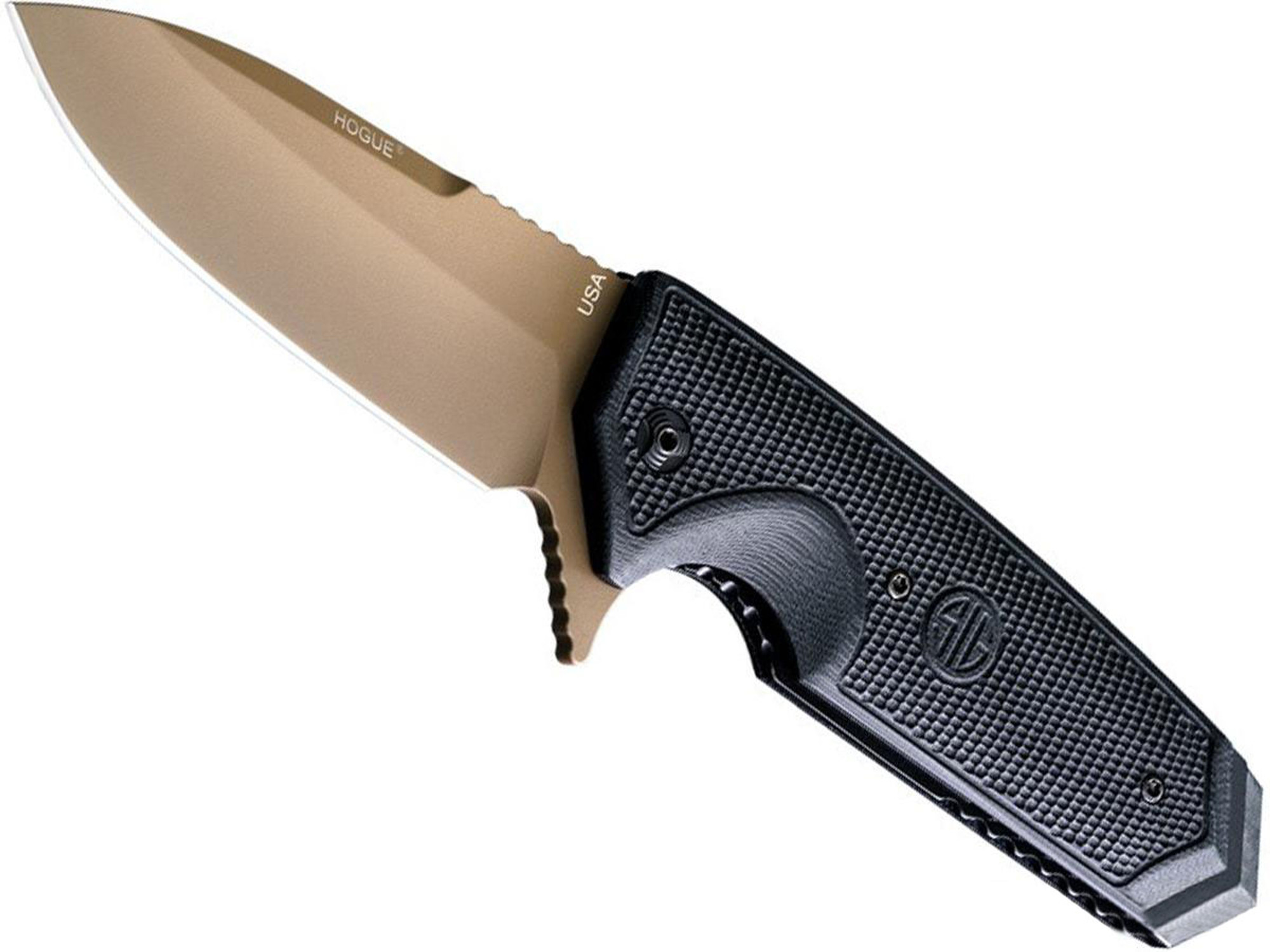 SIG Sauer Scorpion EX-02 Flipper Folding Knife w/ 3.75" Spear Point Blade & G10 Handles by Hogue Knives (Model: Flat Dark Earth Cerakote / Plain Edge)