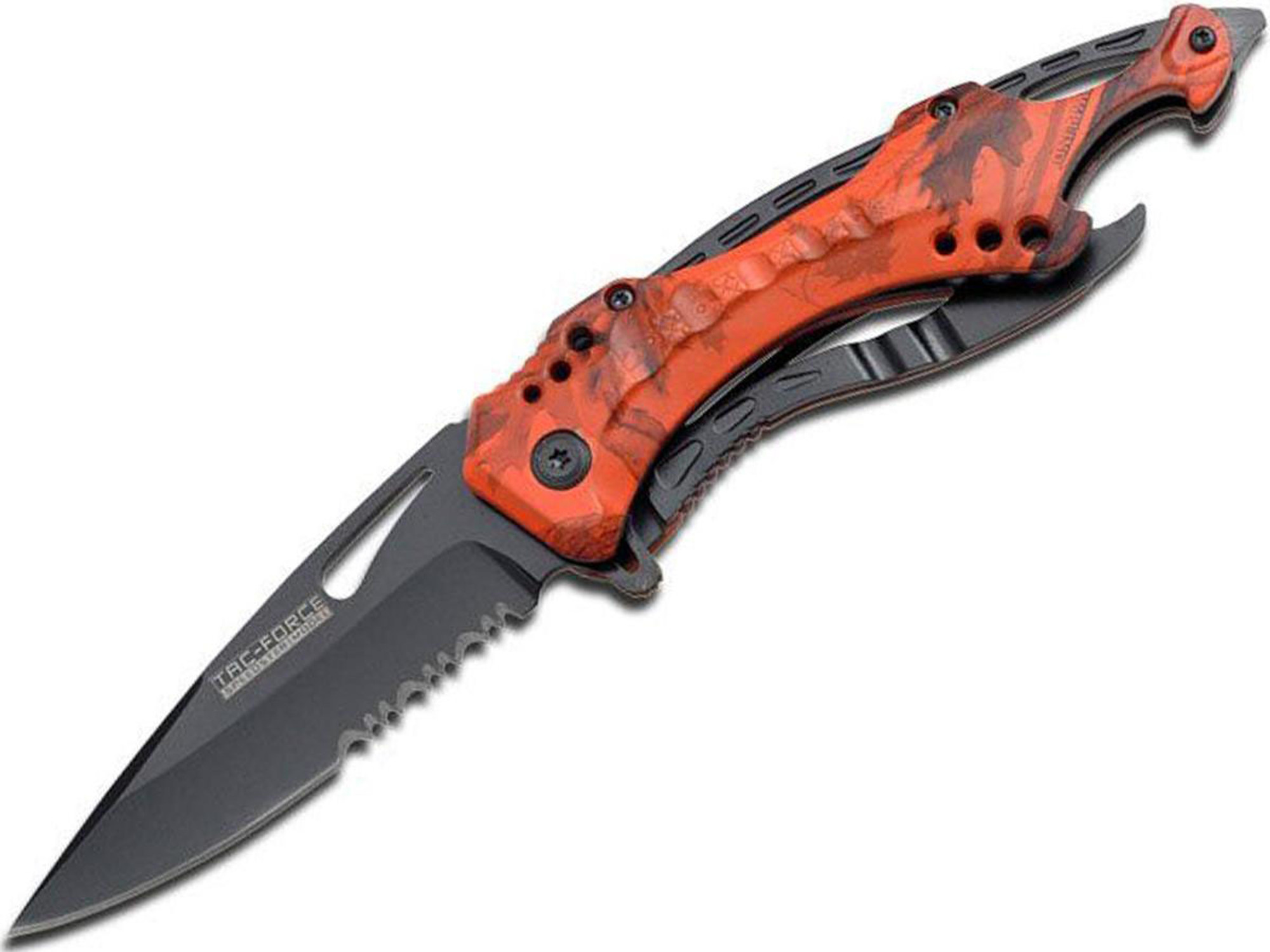 Tac-Force by M-Tech 4.5" Tactical Assisted Opening Knife (Type: Orange Forest Camo Handle / Black Blade)