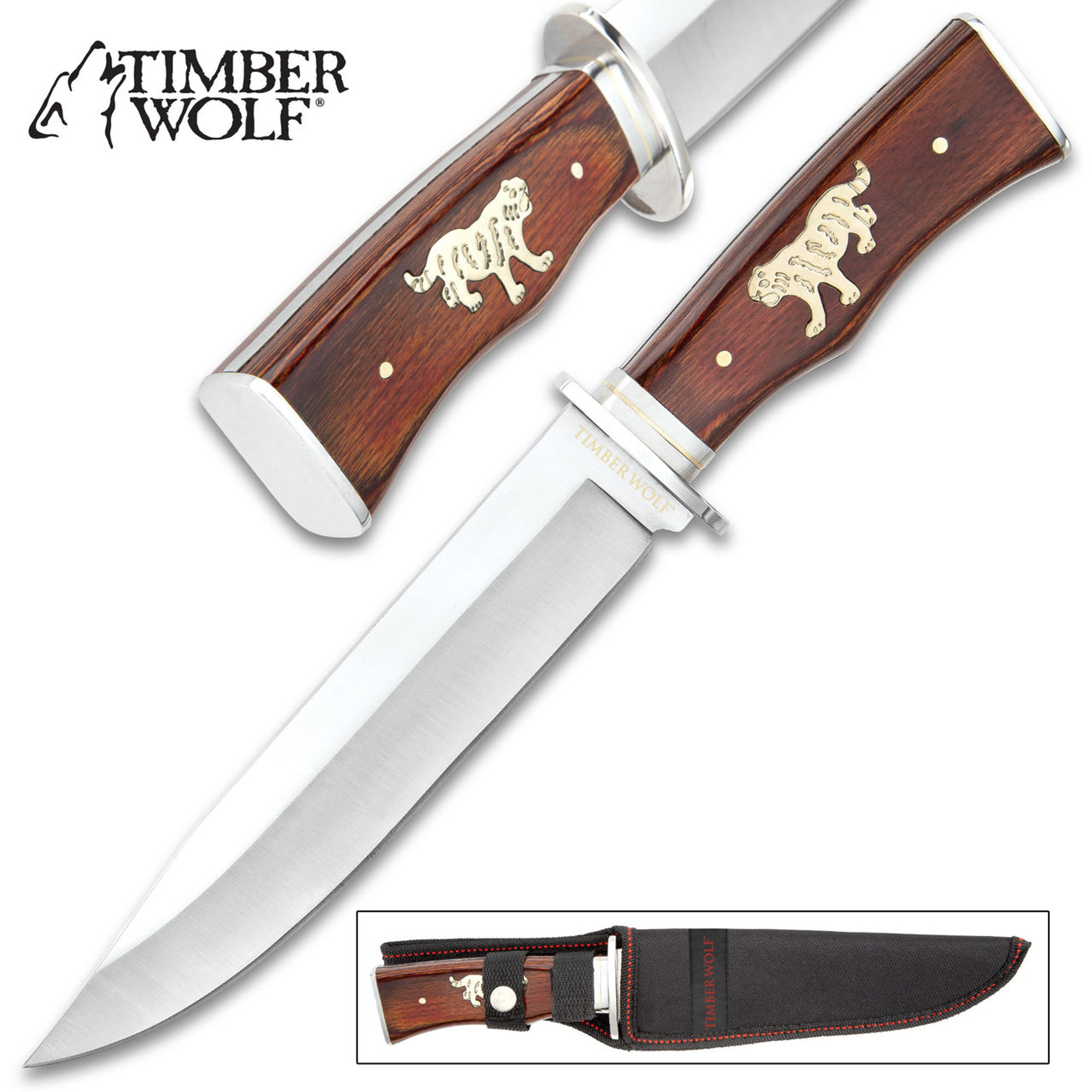 Timber Wolf Roaring Tiger Knife w/Sheath