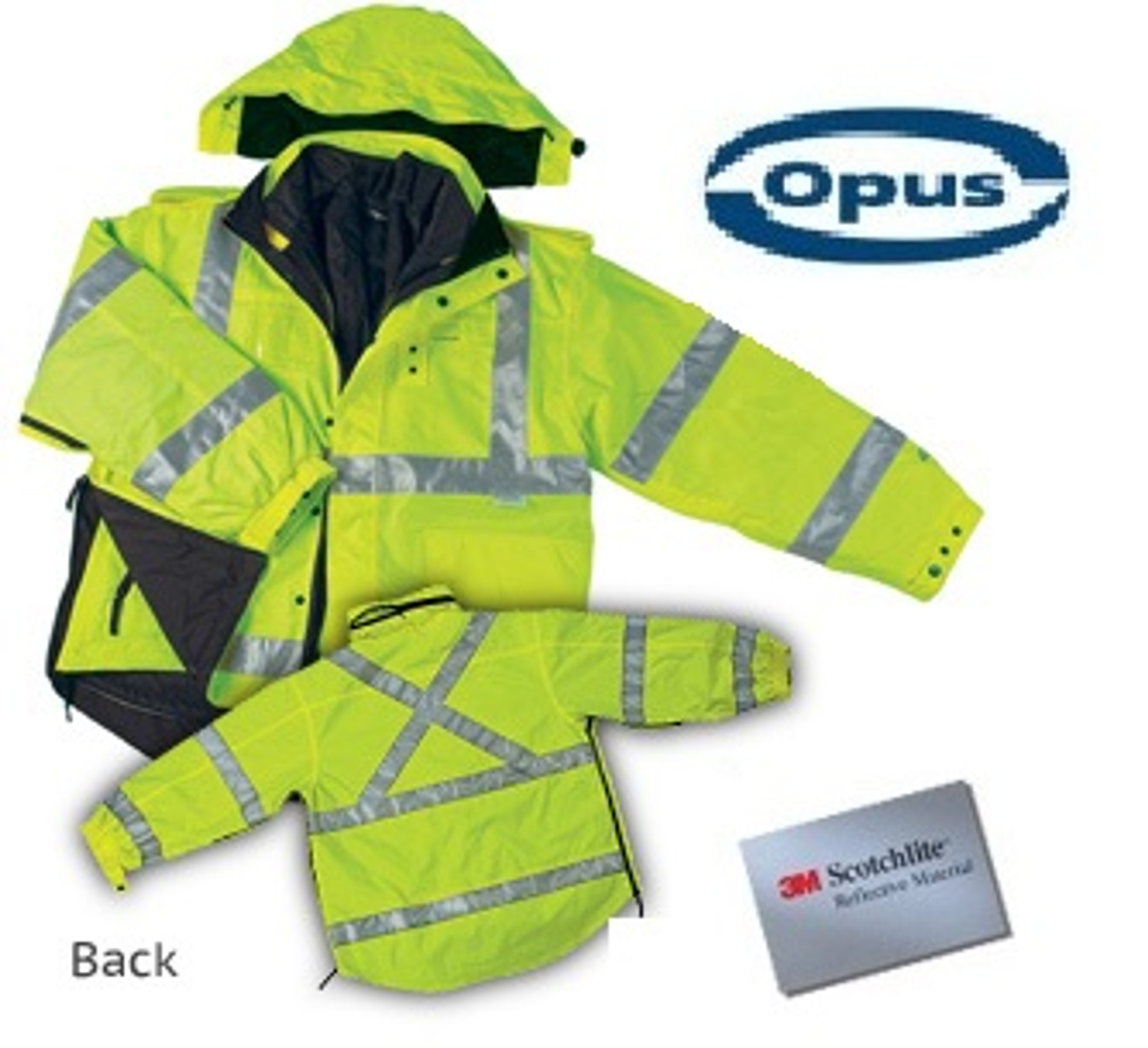 Opus Six-in-One 4 Seasons Reversible/Rain Safety Jacket - Safety Yellow