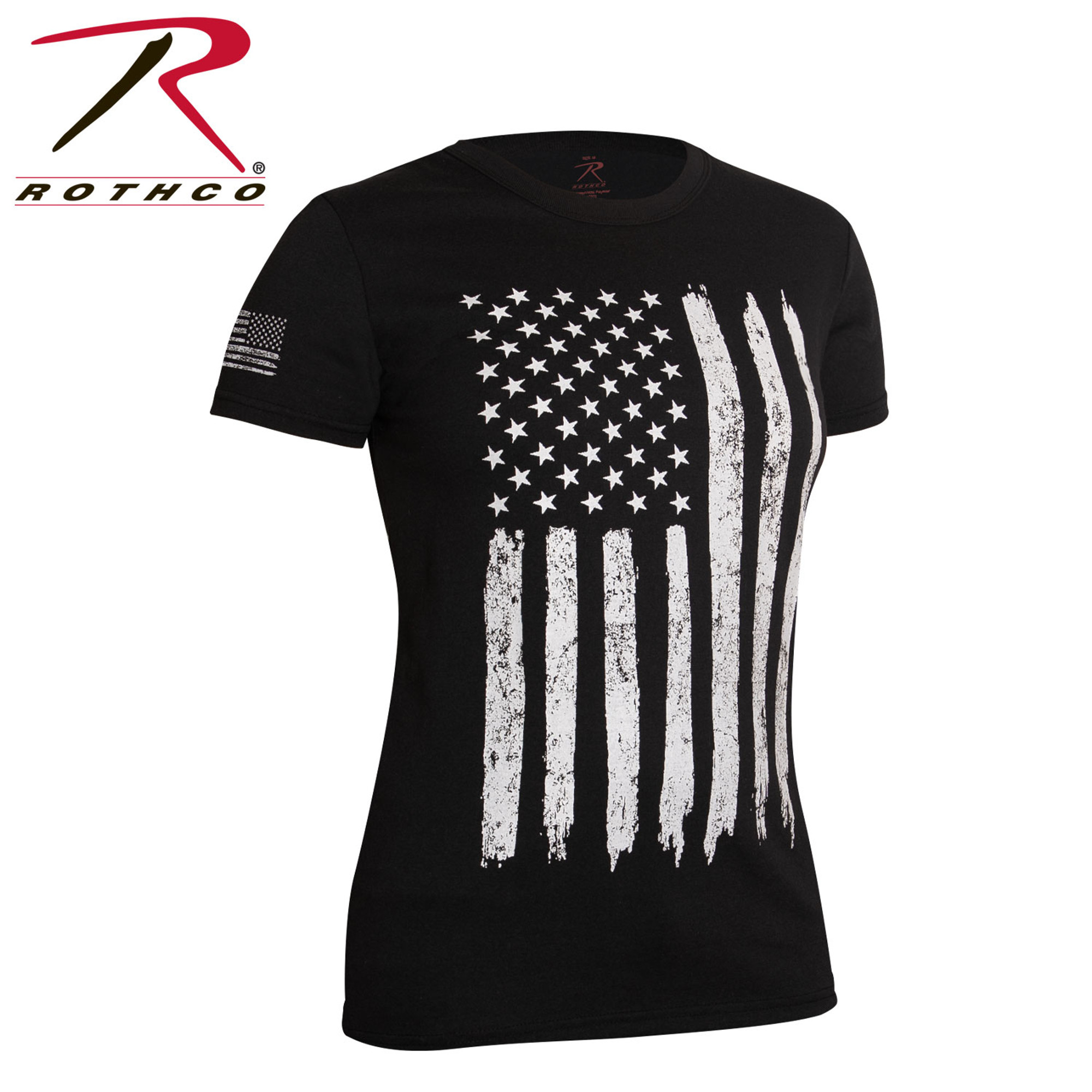 Rothco Womens Distressed US Flag Long T-Shirt