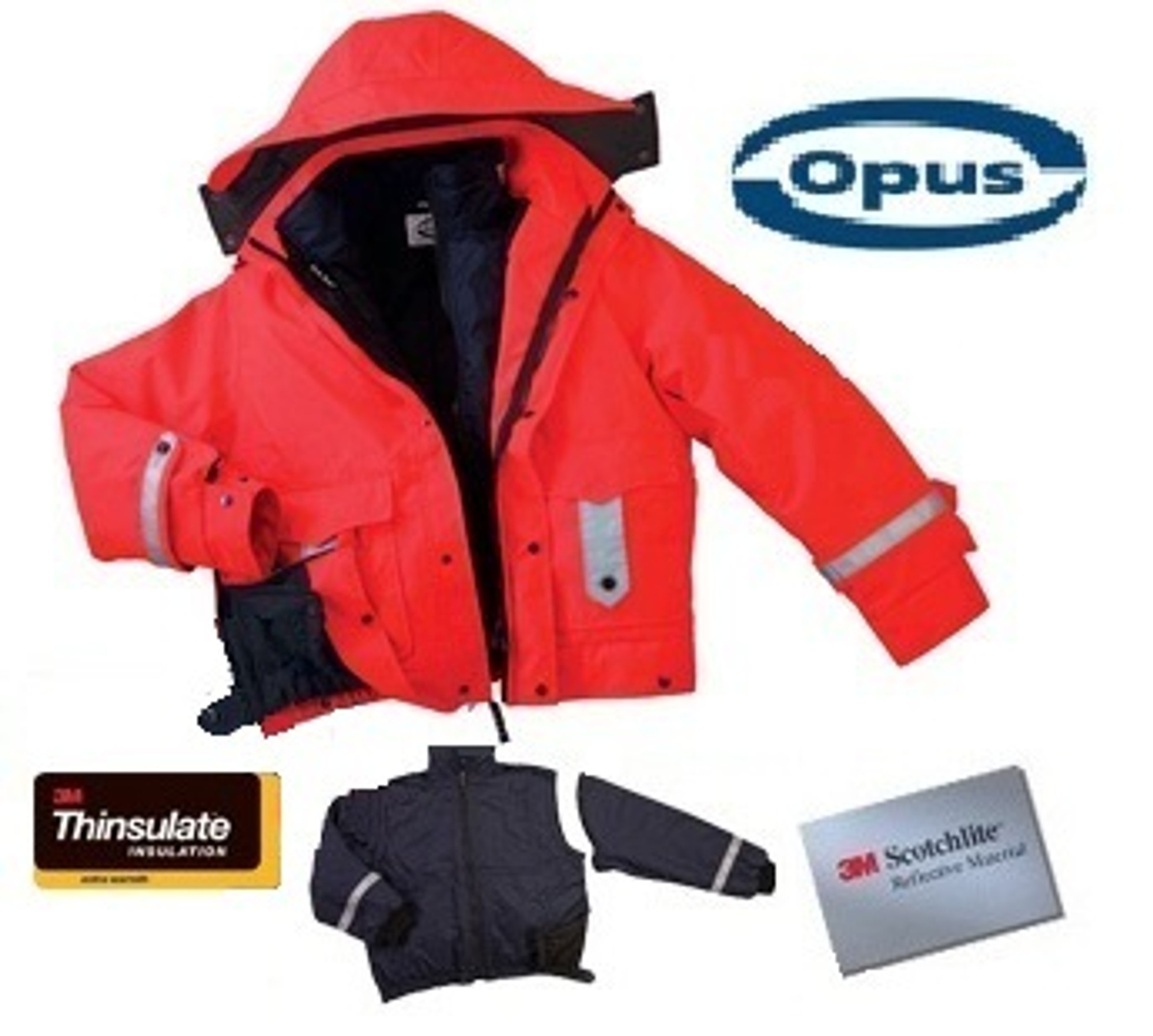 Opus 5in1 4 Seasons Safety Rain Bomber Jacket - Red