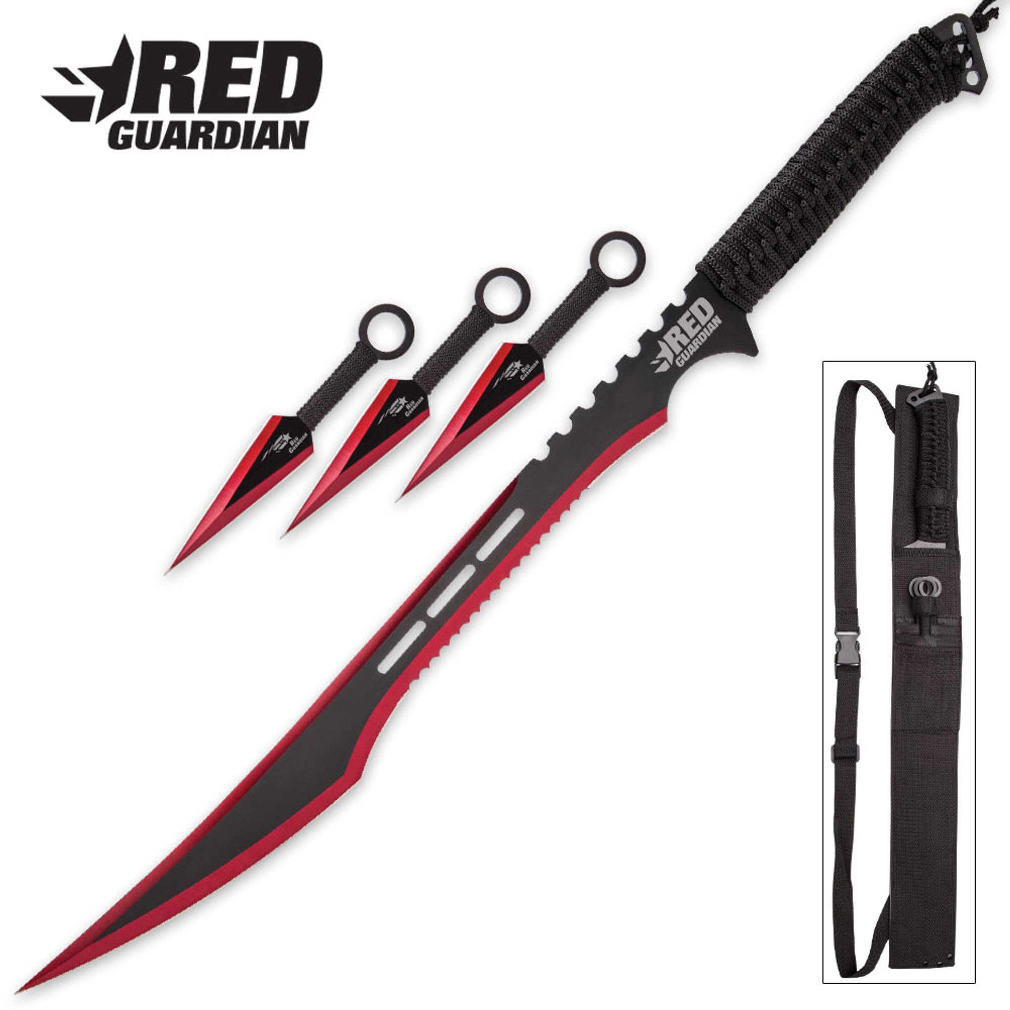 Red Guardian Ninja Sword and Kunai Set