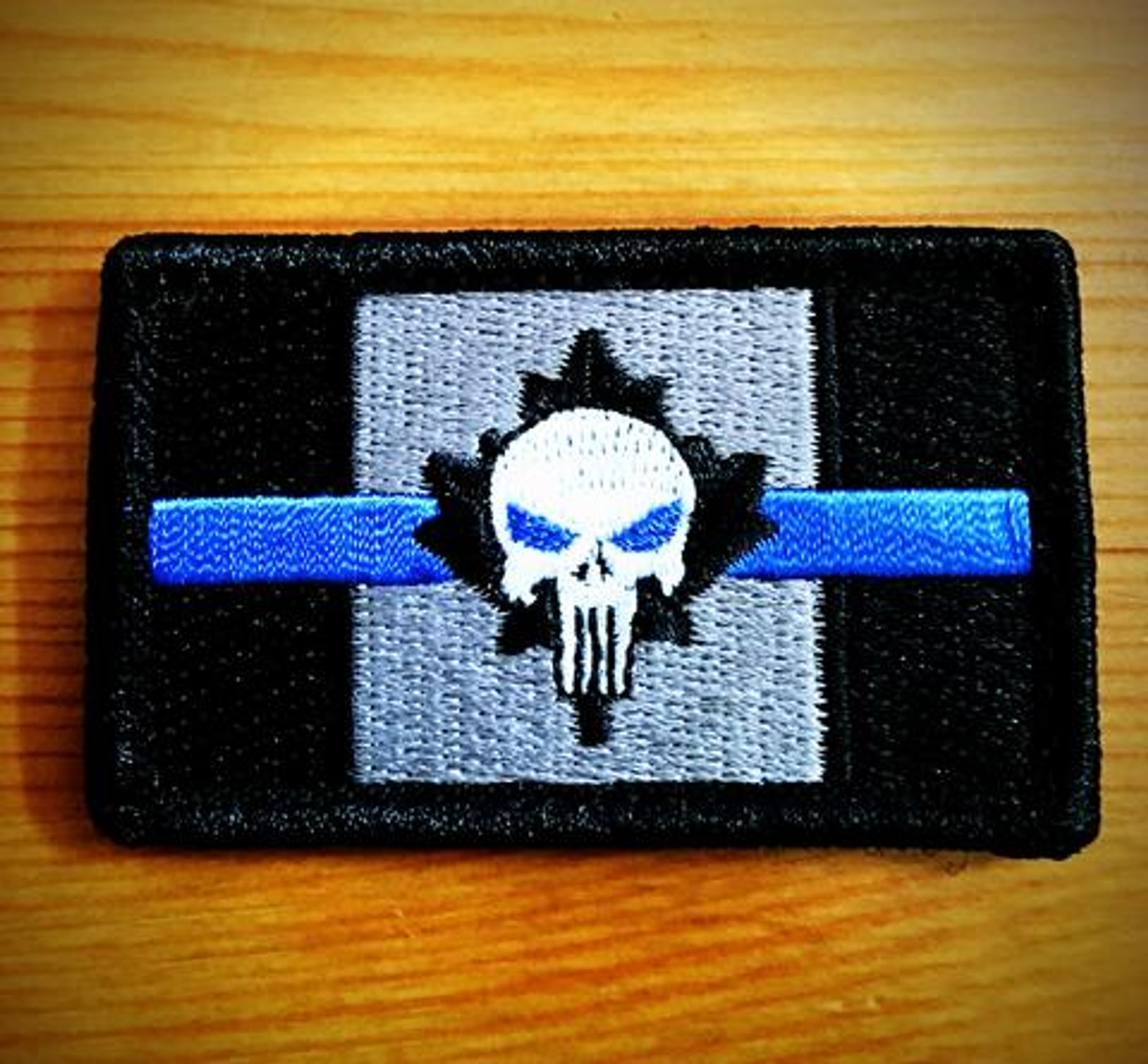 Canada Flag Punisher - Hook and Loop Morale Patch - Blueline