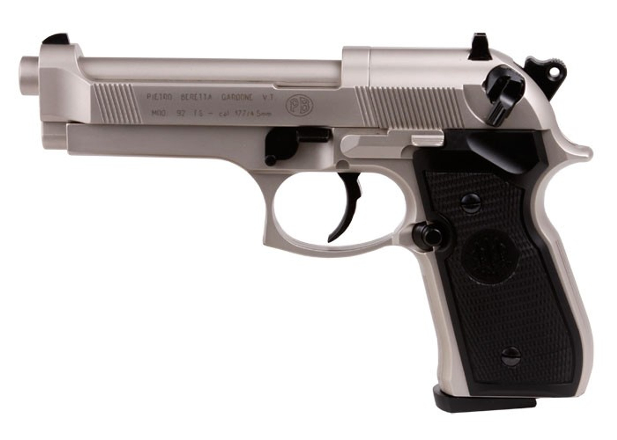 Beretta 92FS Air Pellet Pistol - Nickel/Black Grips - Hero Outdoors