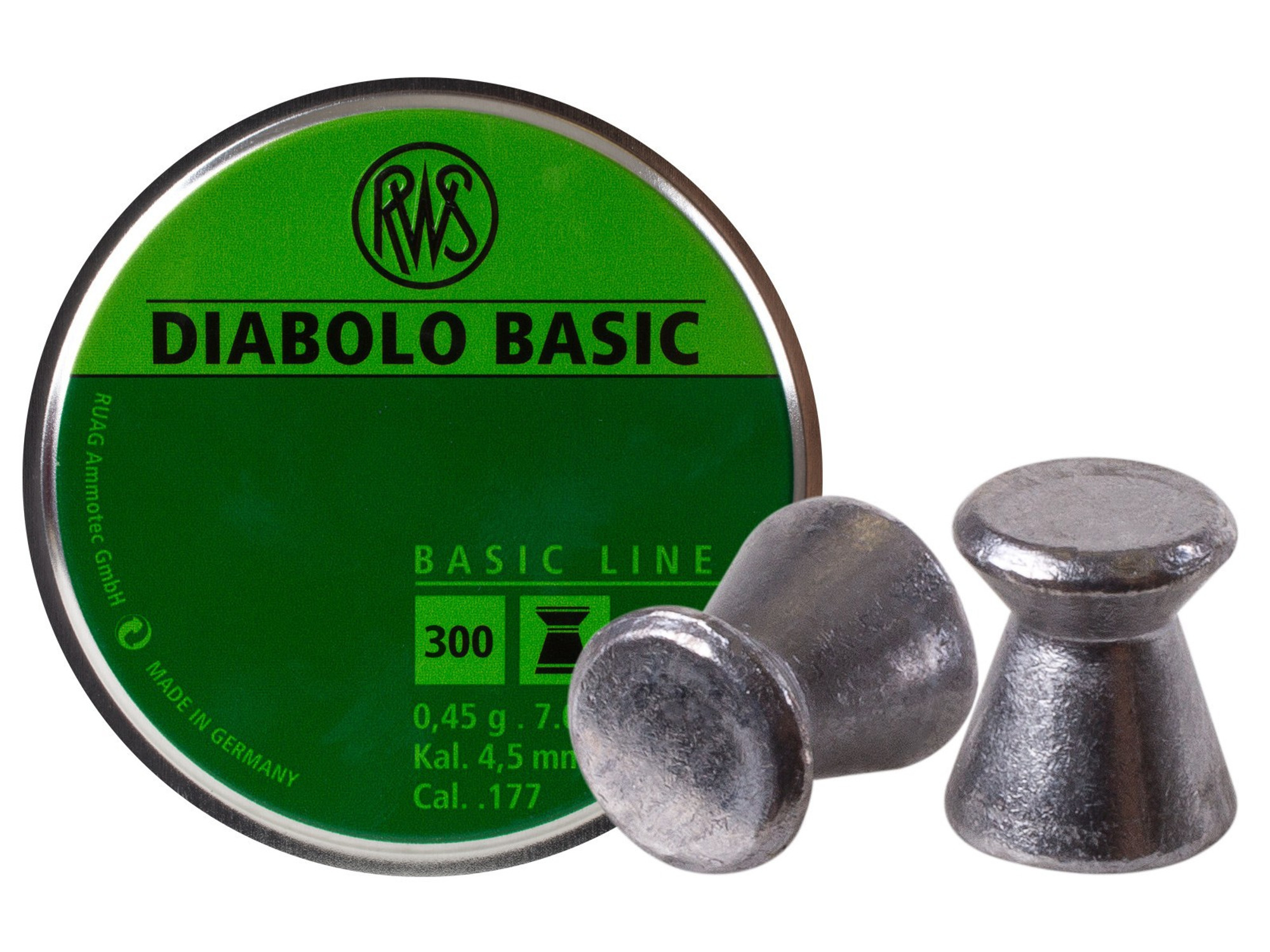 RWS Diabolo Basic .177 Cal, 7.0 Grains, Wadcutter - 300ct