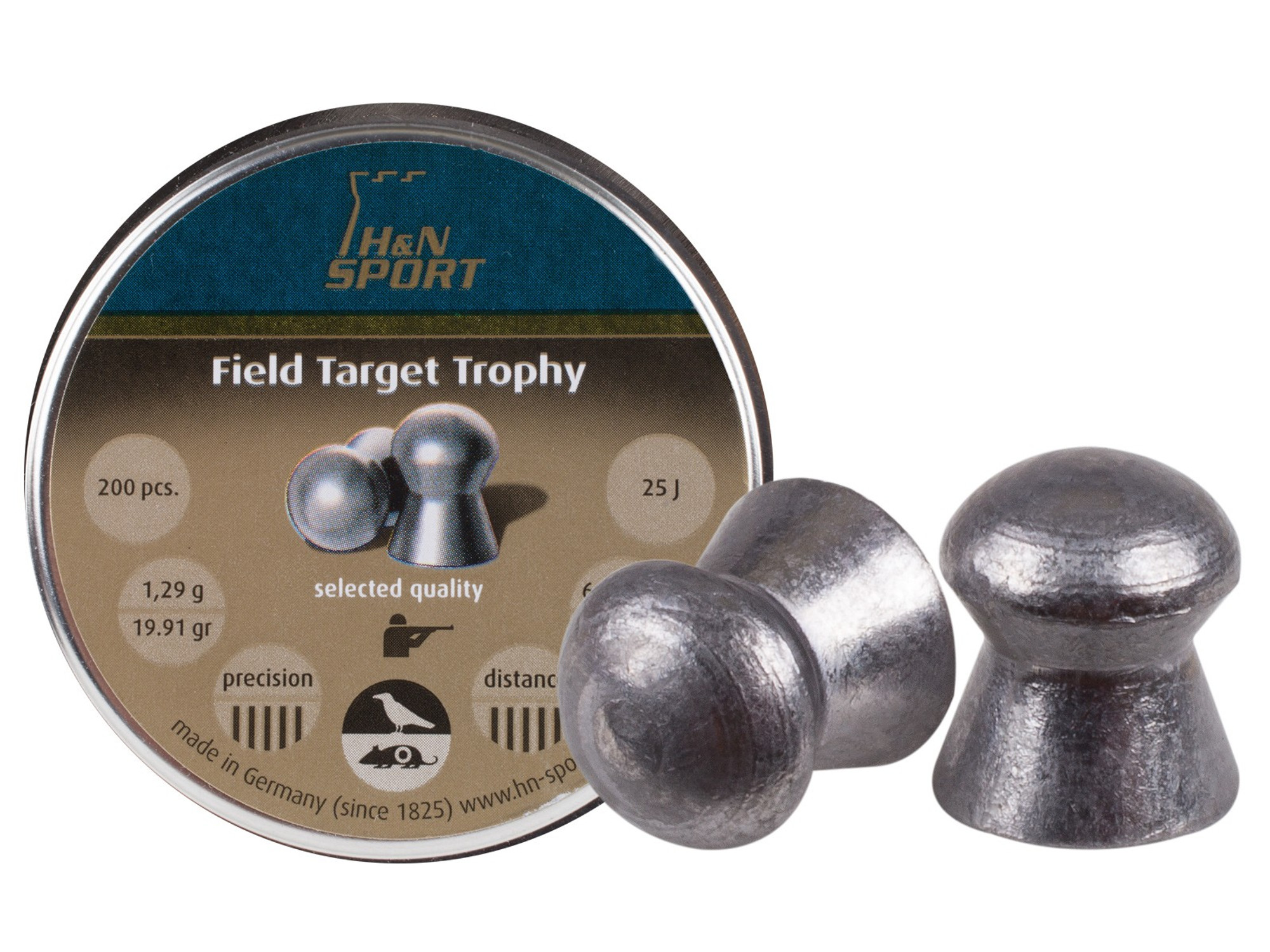 H&N Field Target Trophy .25 Cal, 20.06 Grains, Domed - 200ct