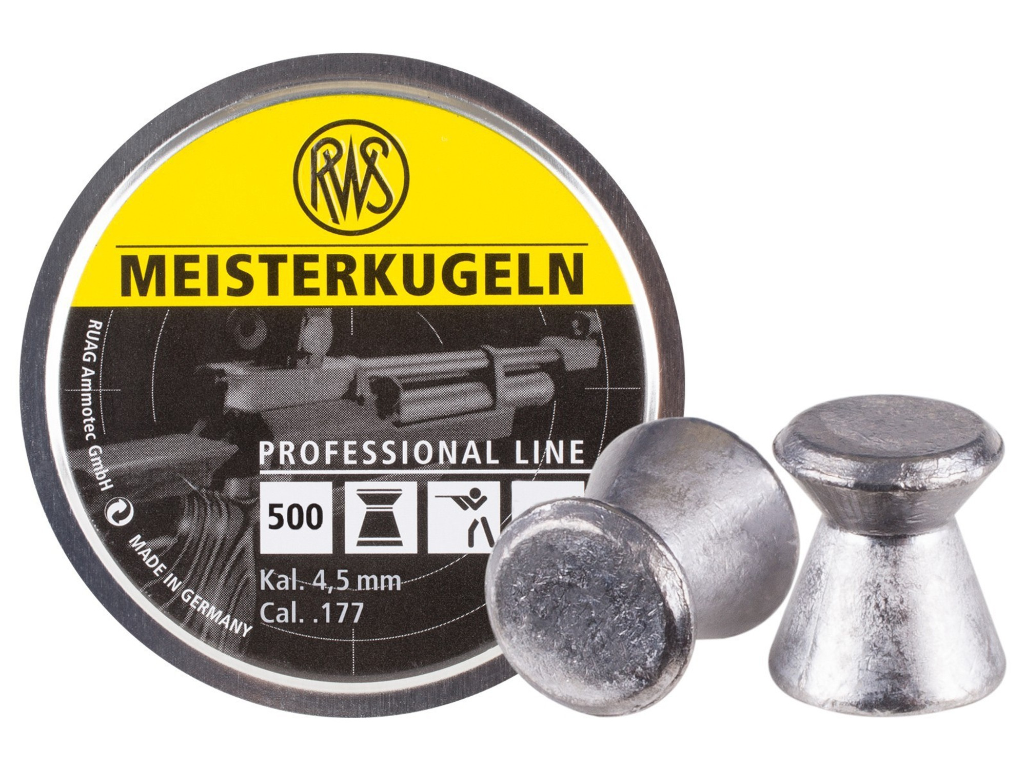 RWS Meisterkugeln Rifle .177 Cal, 8.2 Grains, Wadcutter - 500ct