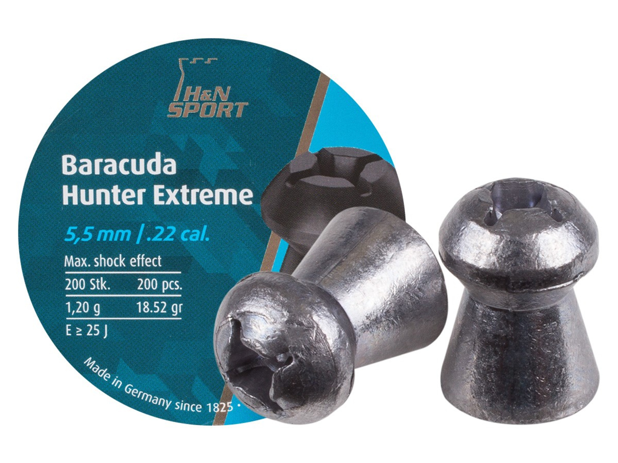 H&N Baracuda Hunter Extreme Pellets, .22 Cal, 18.52 Grains, Hollowpoint - 200ct