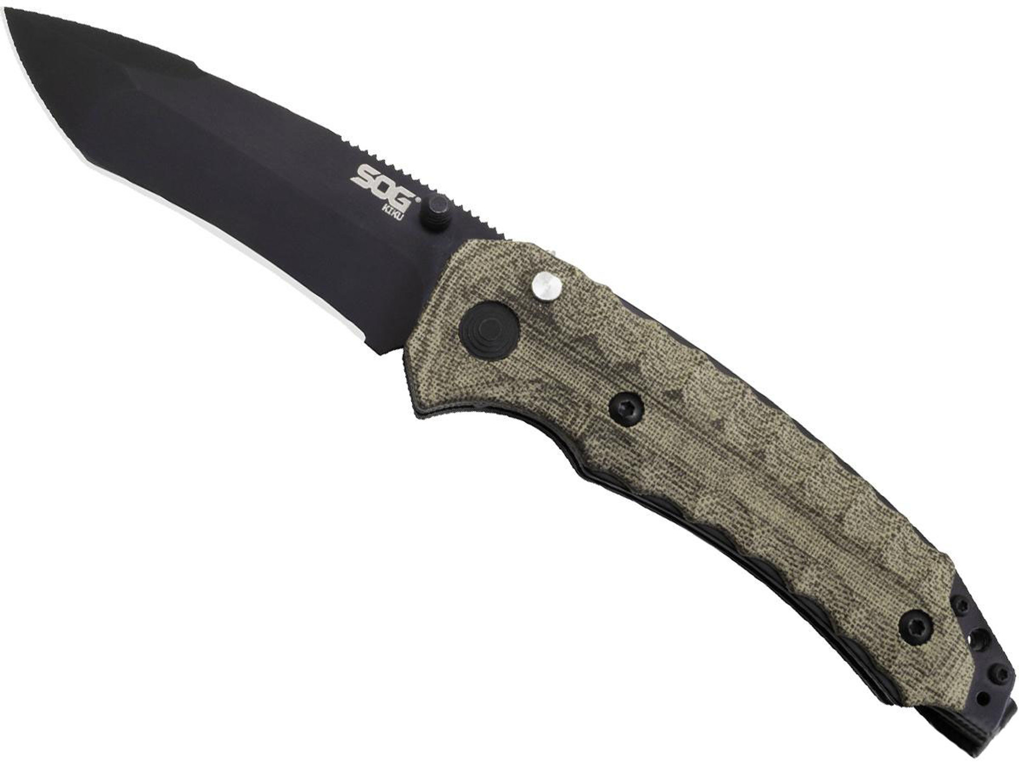 SOG Knives KIKU Assisted Opening Pocket Knife with Micarta Grip Scales (Color: Black Blade)